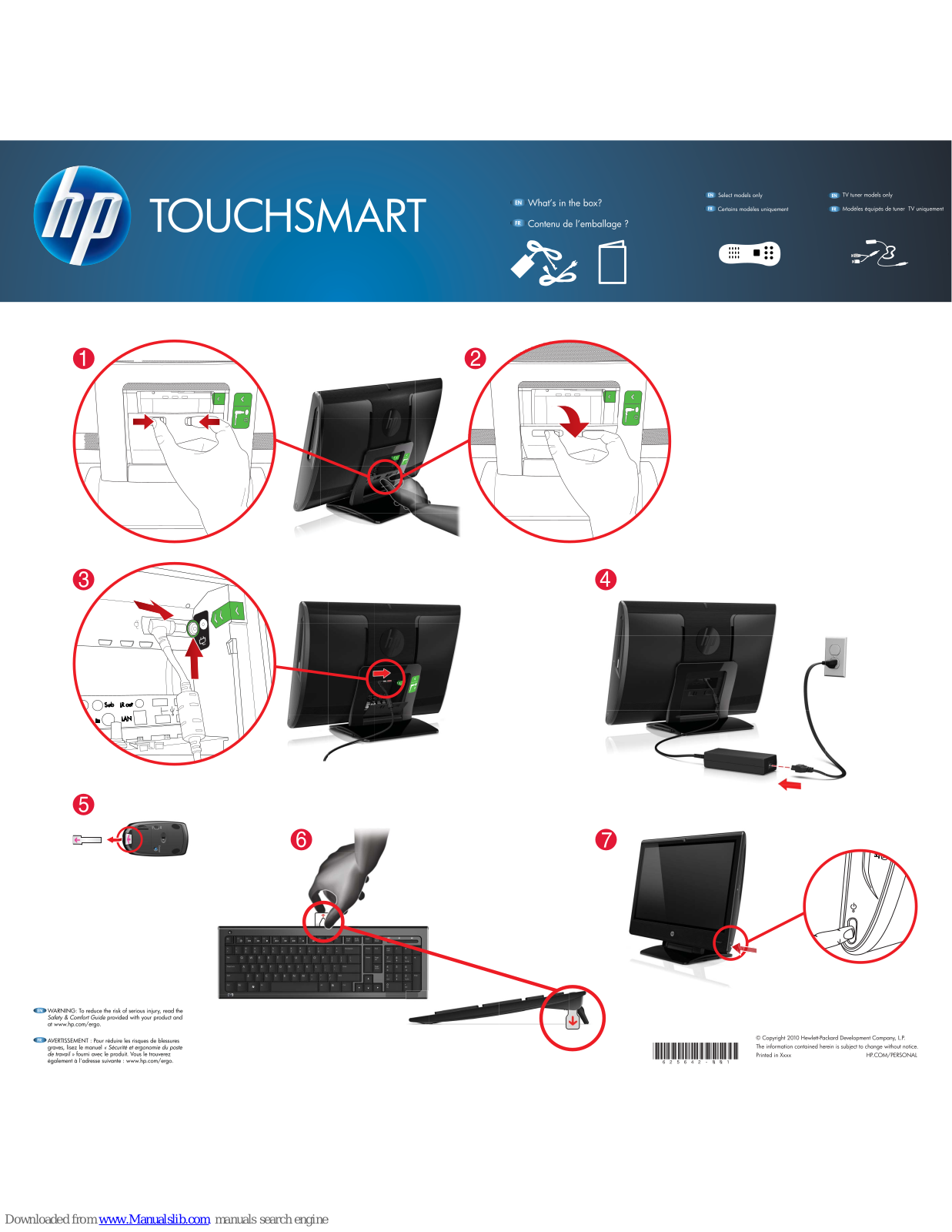 HP TouchSmart 610-1000, Touchsmart 610-1100, Touchsmart 610-1200, Touchsmart 620-1000, Touchsmart 620-1100 Quick Start Manual - ManualMachine.com