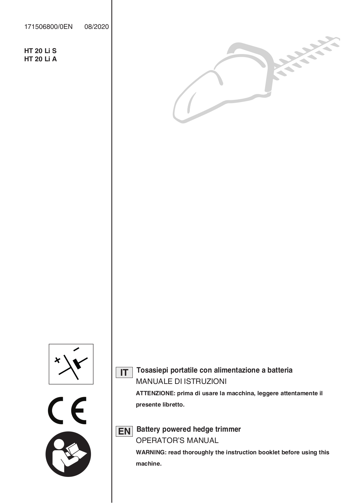 ST HT 20 Li S, HT 20 Li A OPERATOR’S MANUAL