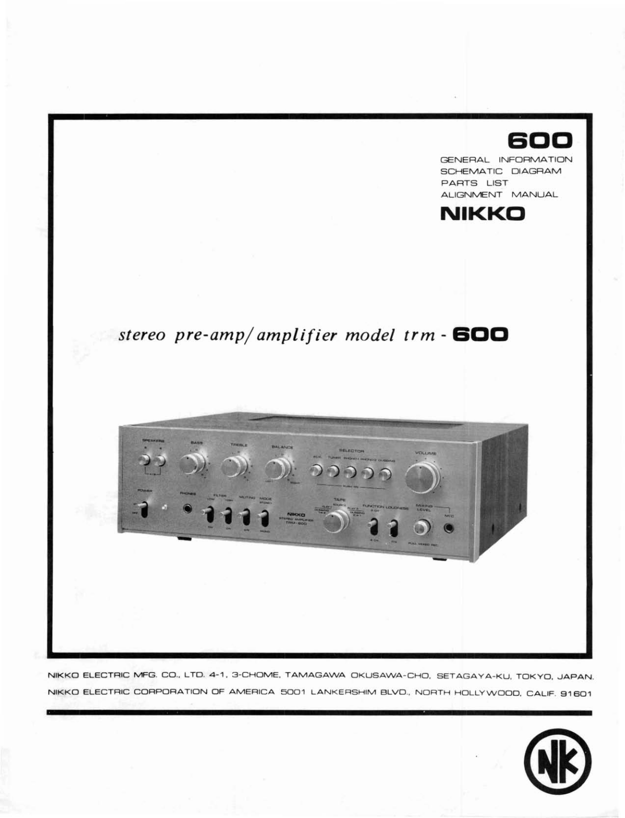 Nikko TRM-600 Service Manual