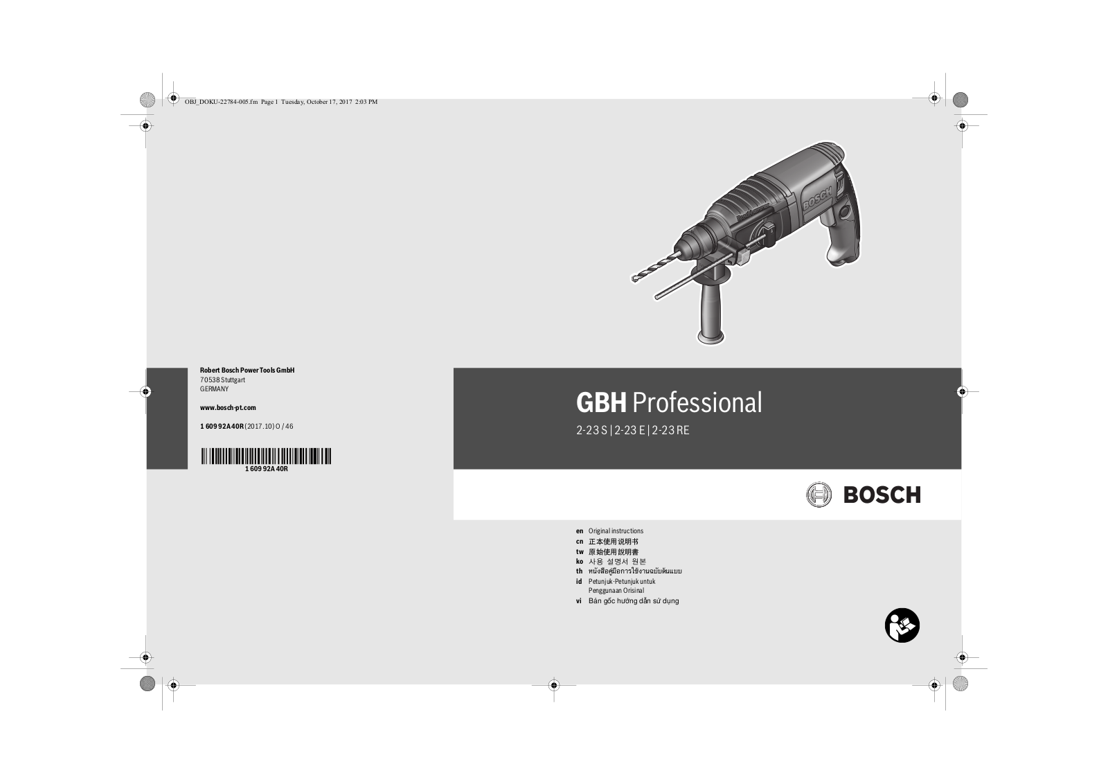 Bosch GBH 2-23 RE User Manual