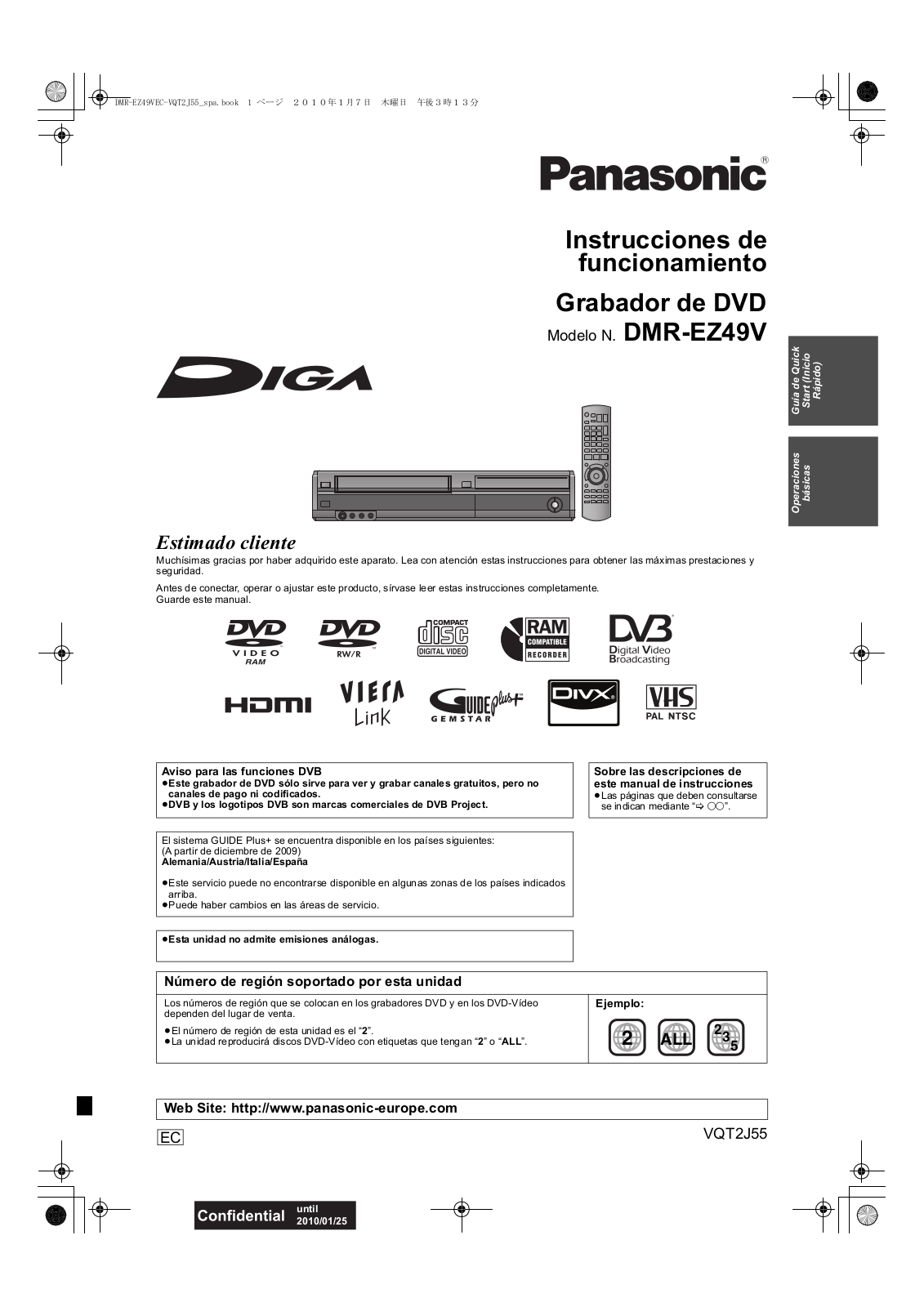 Panasonic DMR-EZ49V User Manual