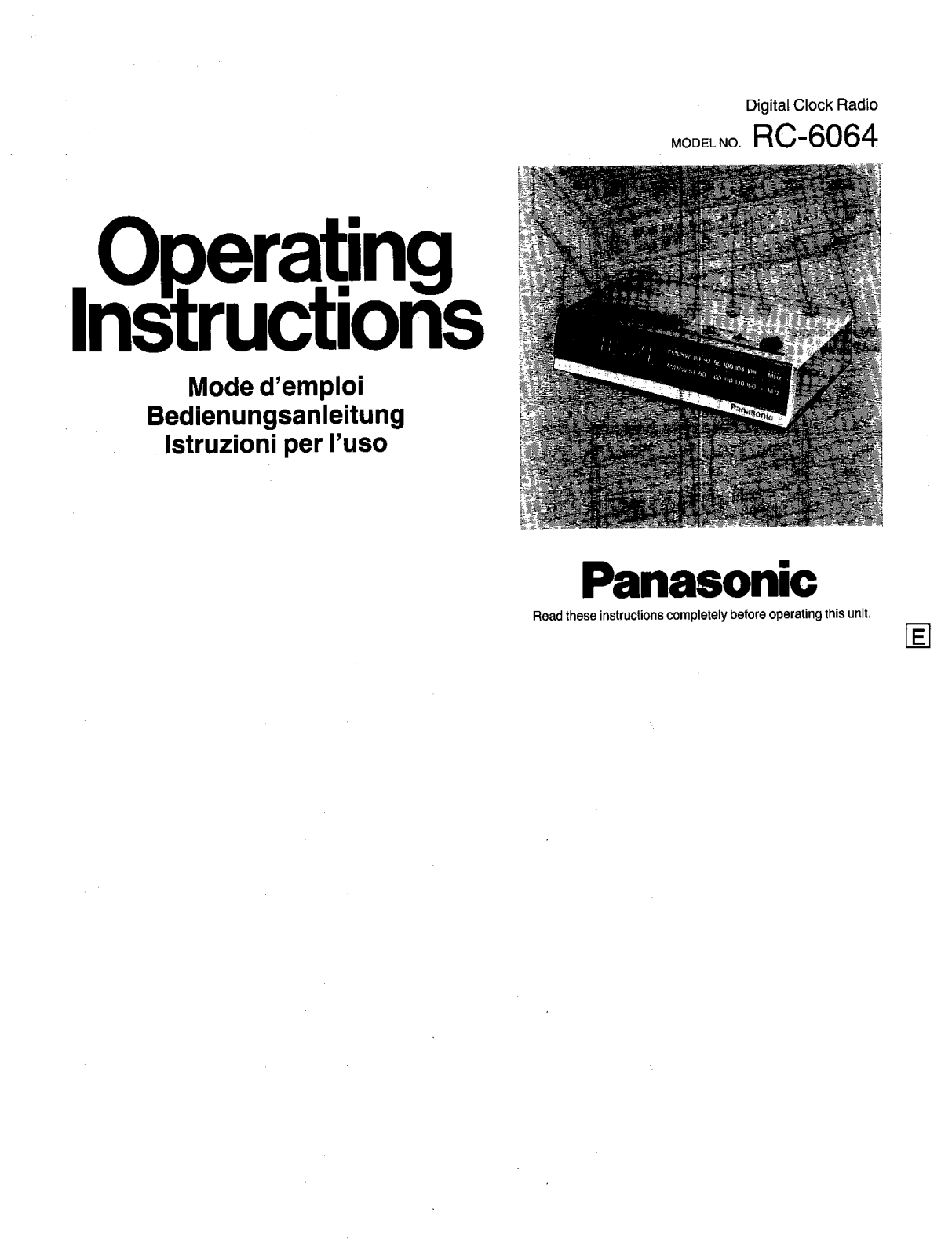 Panasonic RC-6064 User Manual