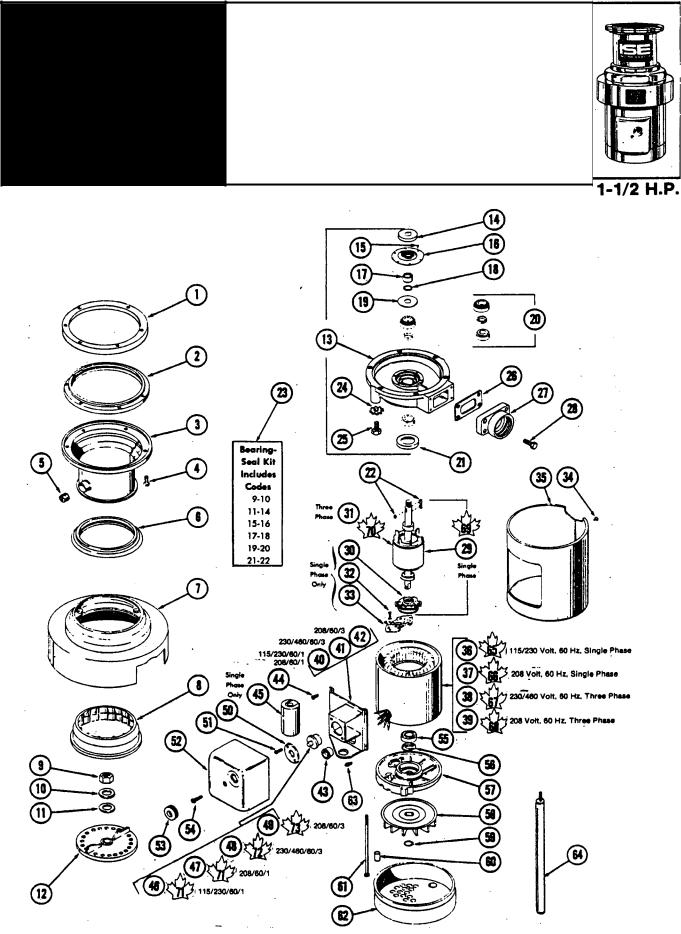 Insinkerator SD150 Parts List