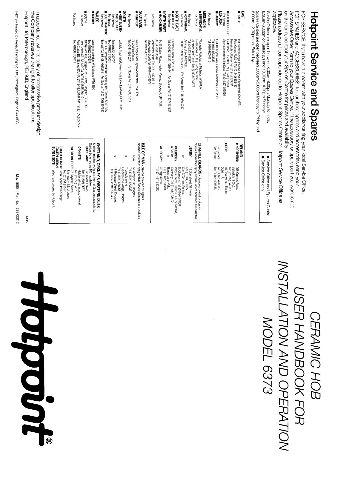 Hotpoint 6373 User Manual