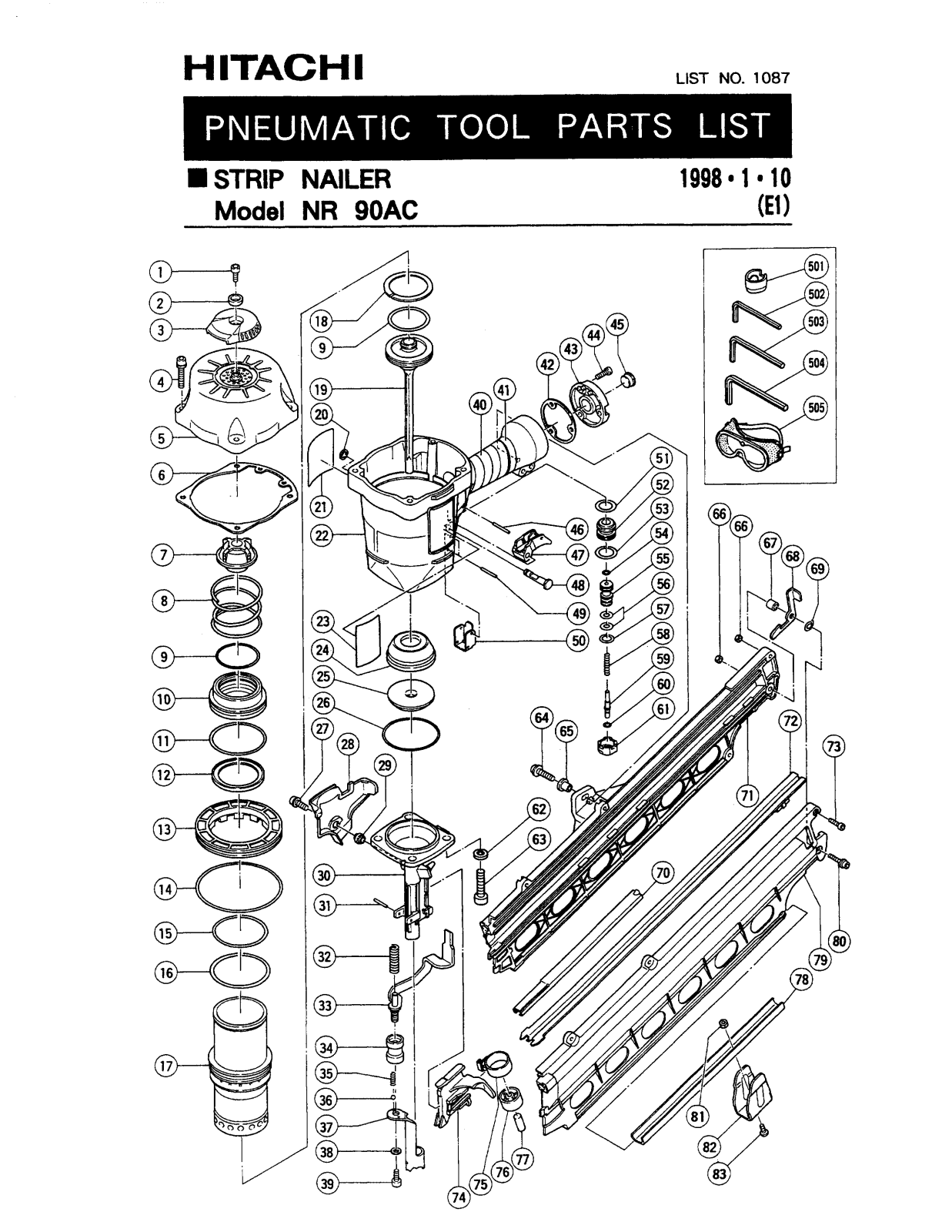 Hitachi NR90AC PARTS LIST