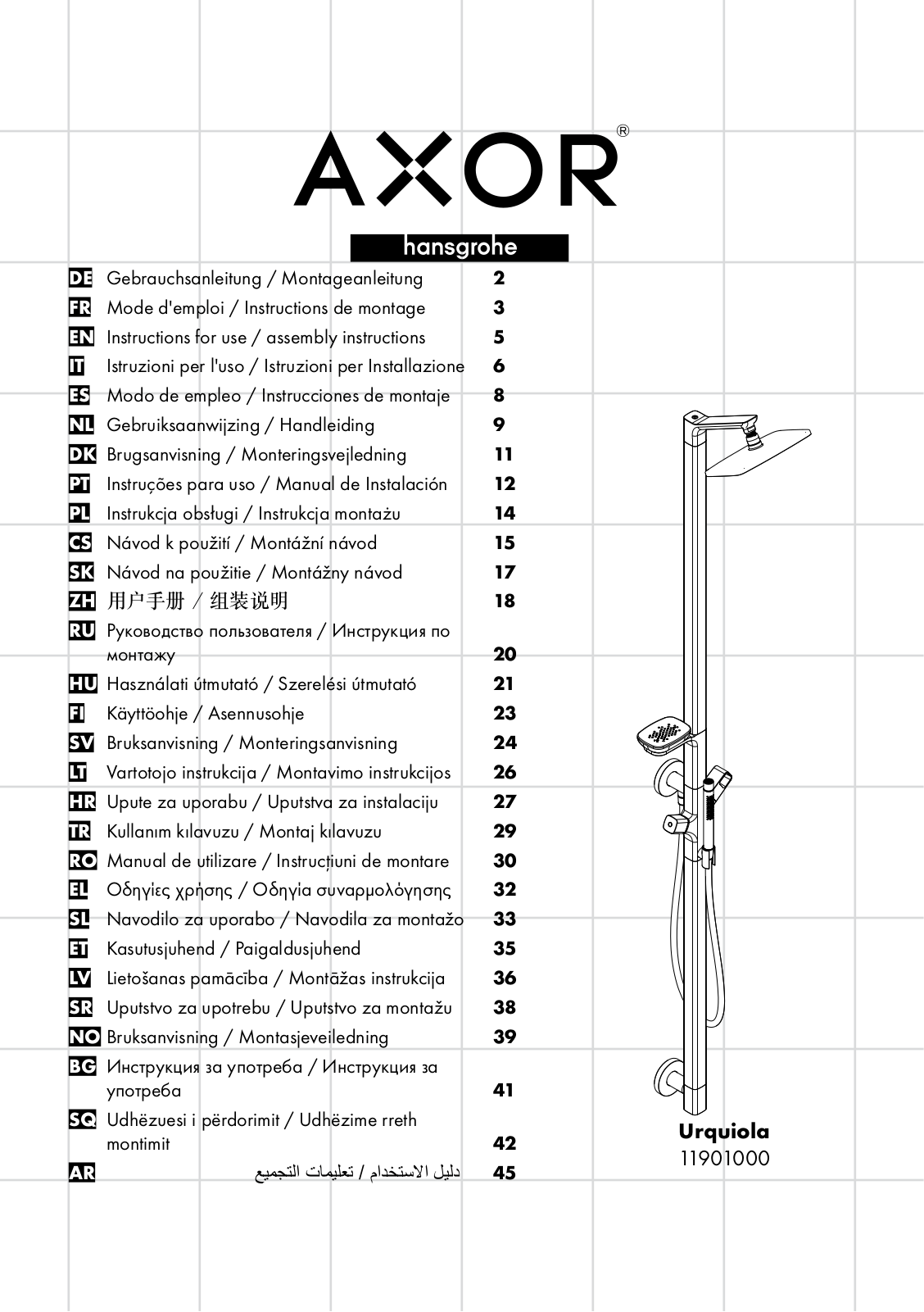 Hansgrohe 11901000 Instructions For Use/assembly Instructions