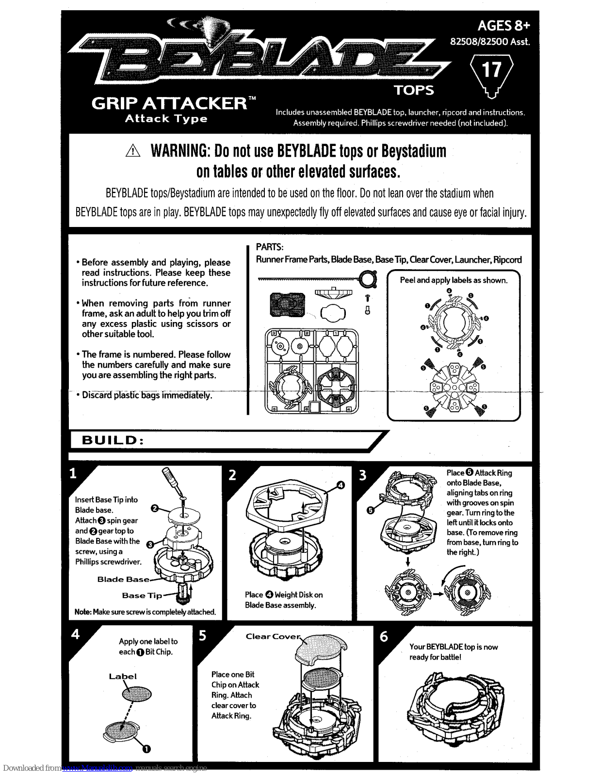 Beyblade Grip Attacker, 82508, 82500 Instructions Manual - ManualMachine.com