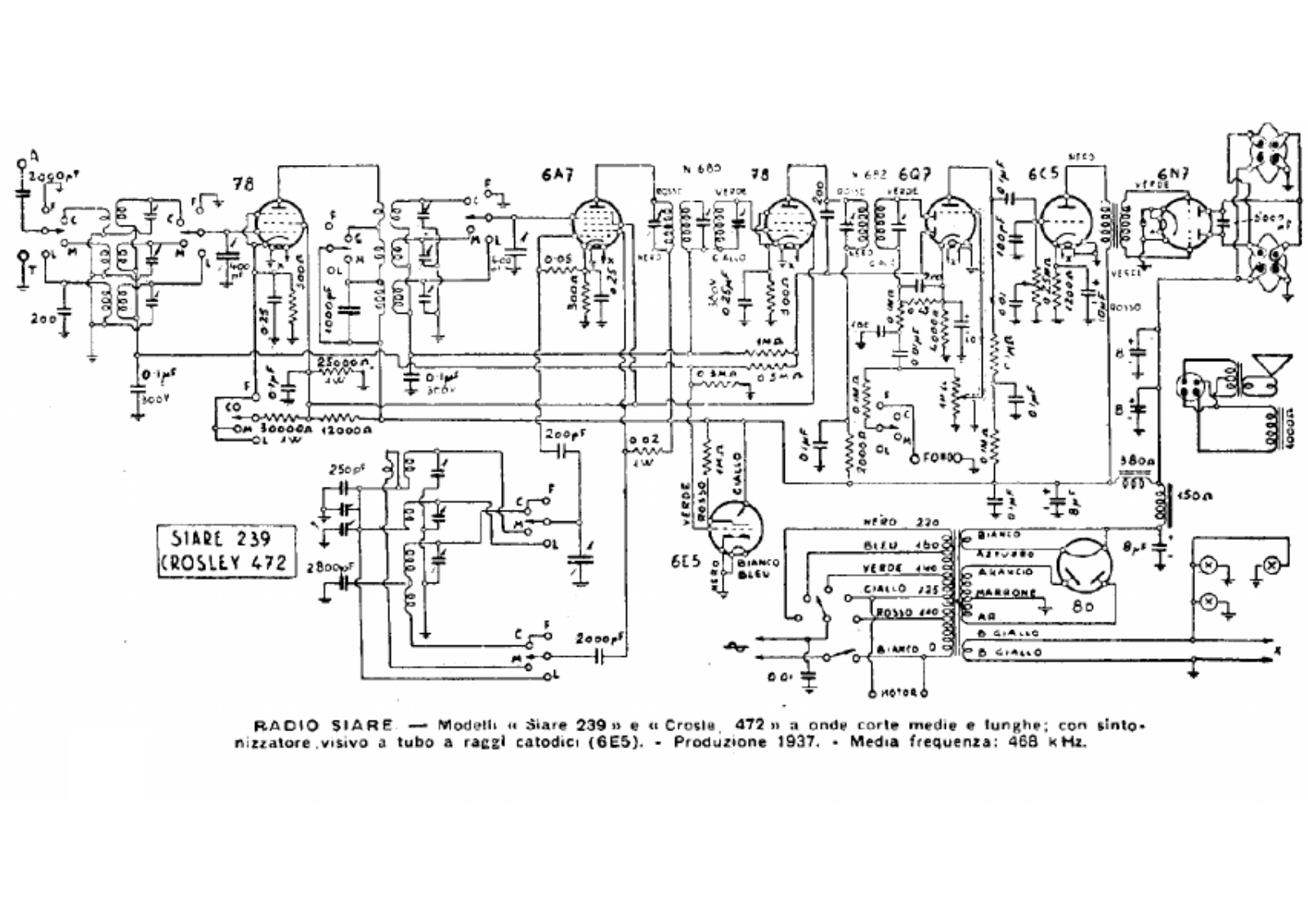 Siare Crosley 239, 472 schematic