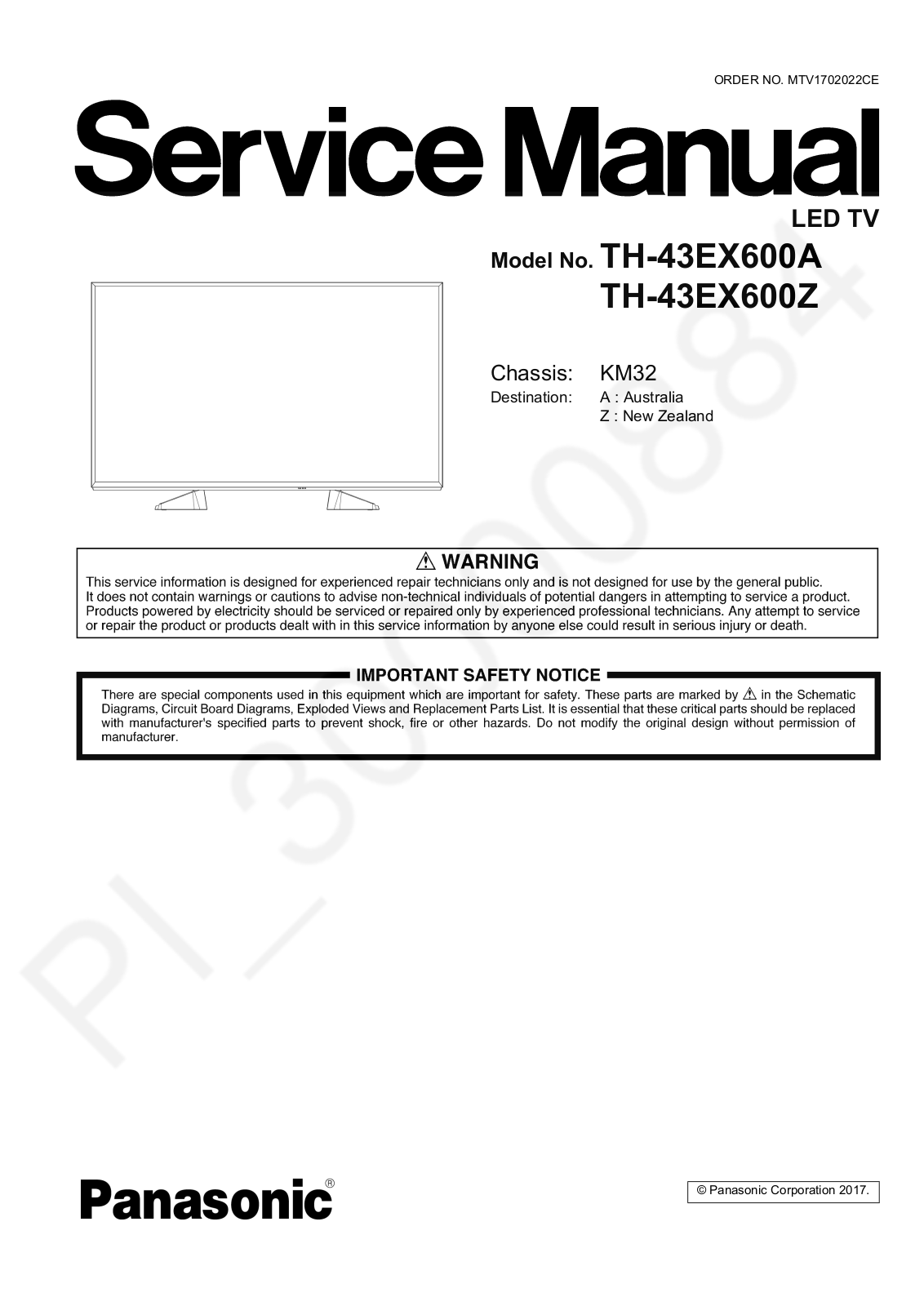 Panasonic TH-43EX600A Z Schematic