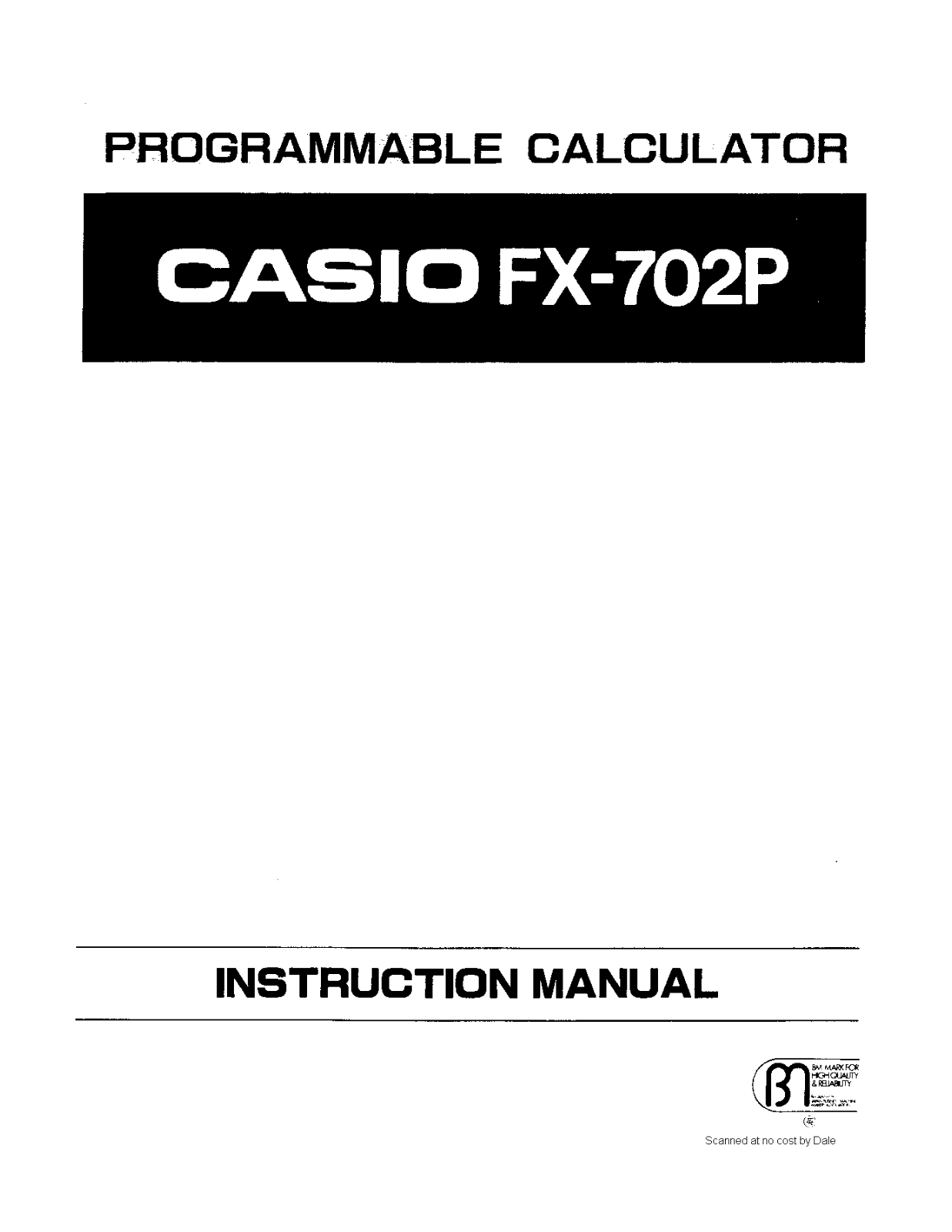 Casio FX-702P Manual