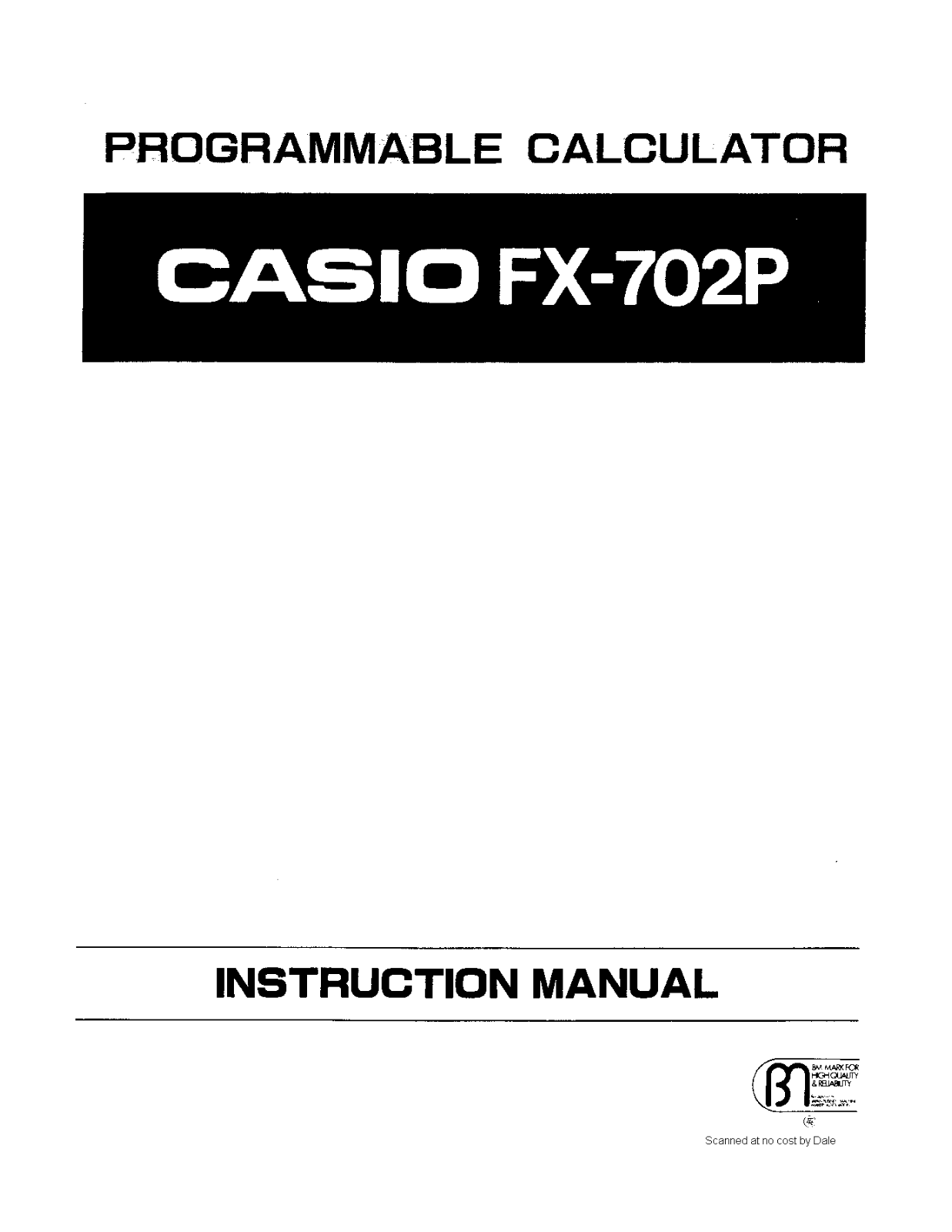 Casio FX-702P User Manual