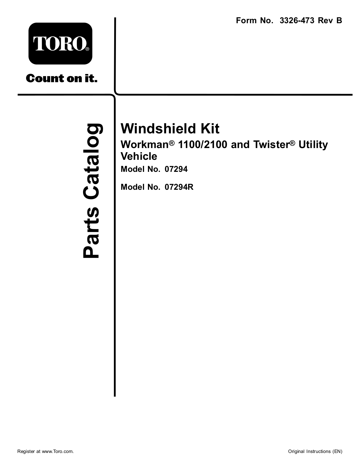 Toro 07294R, 7294 Parts Catalogue