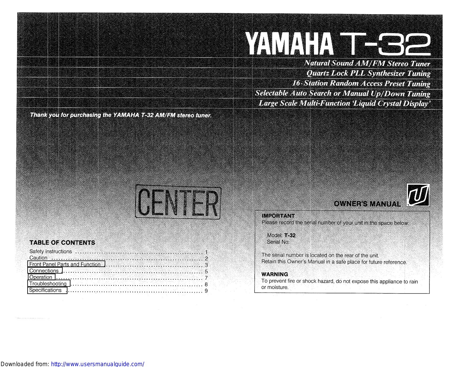 Yamaha Audio T-32 User Manual