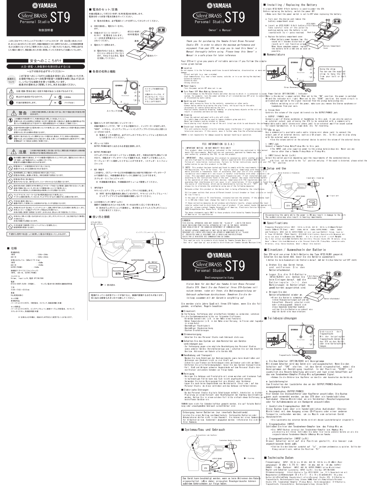 Yamaha SILENT BRASS ST9 Manual