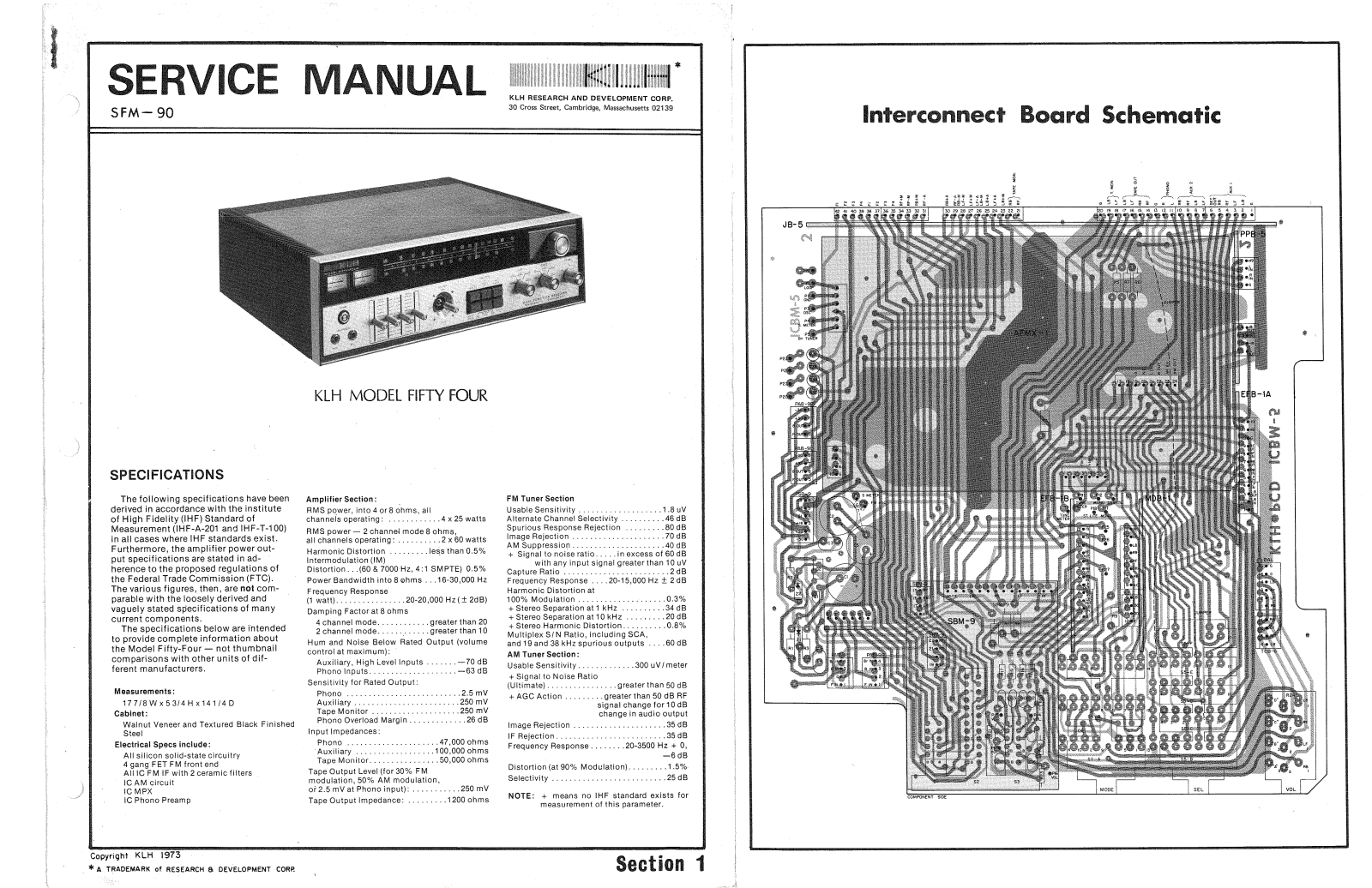 KLH M-54 Service manual