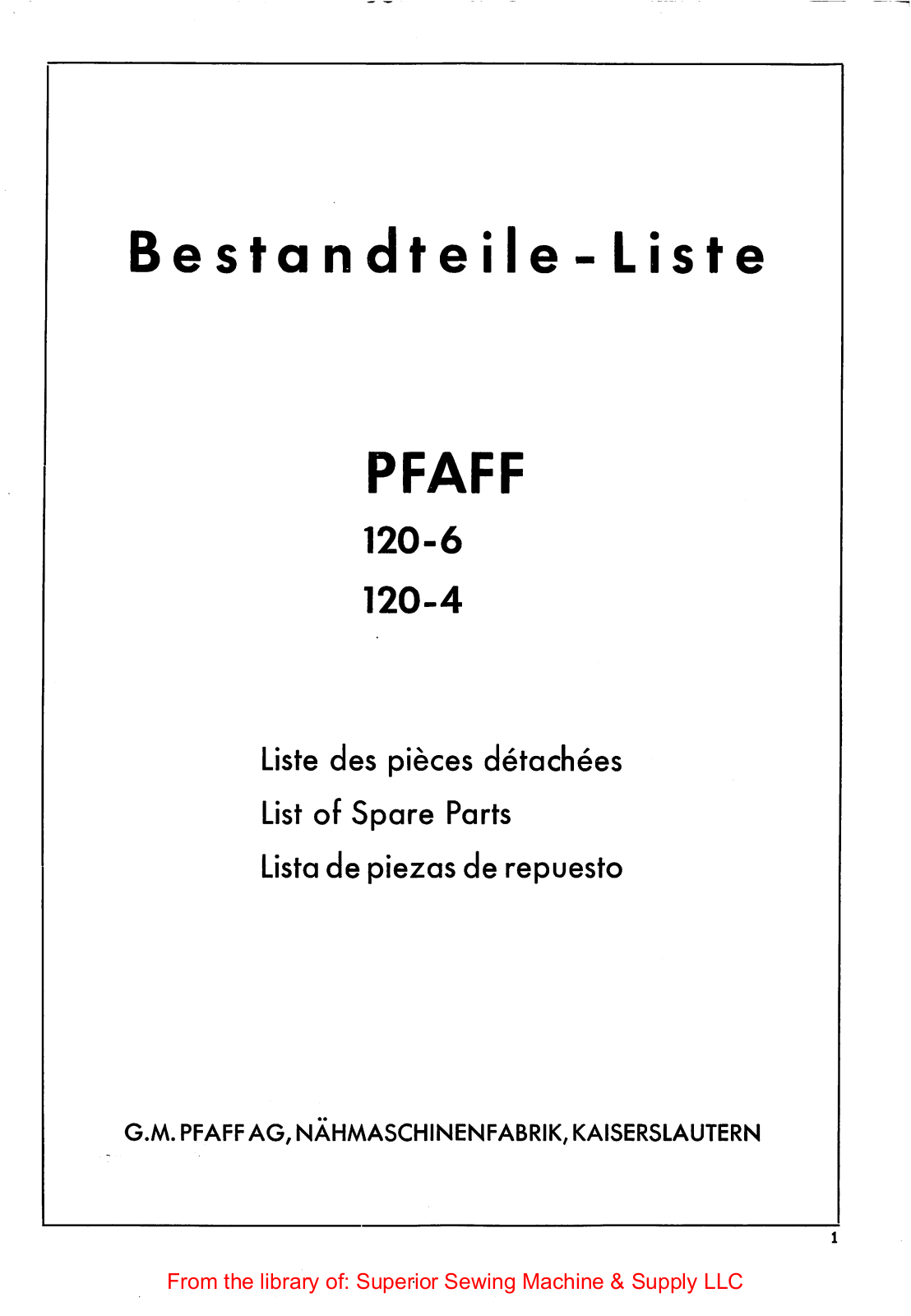 Pfaff 120-6, 120-4 Manual