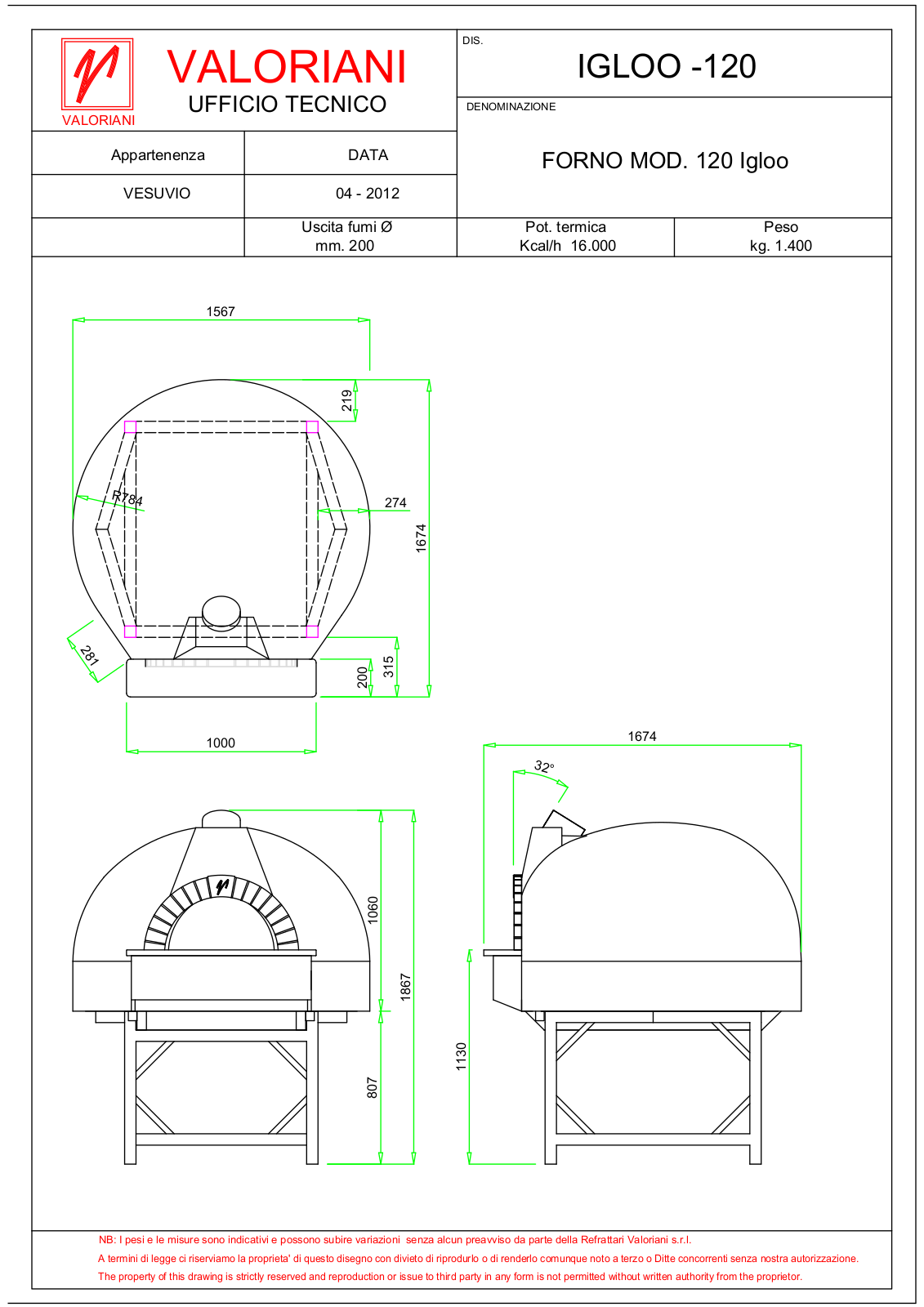 Valoriani IGLOO -120 Drawing