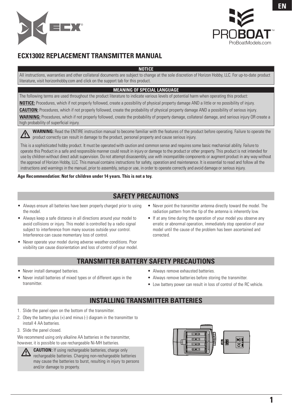 Horizon Hobby ECX13002 User Manual