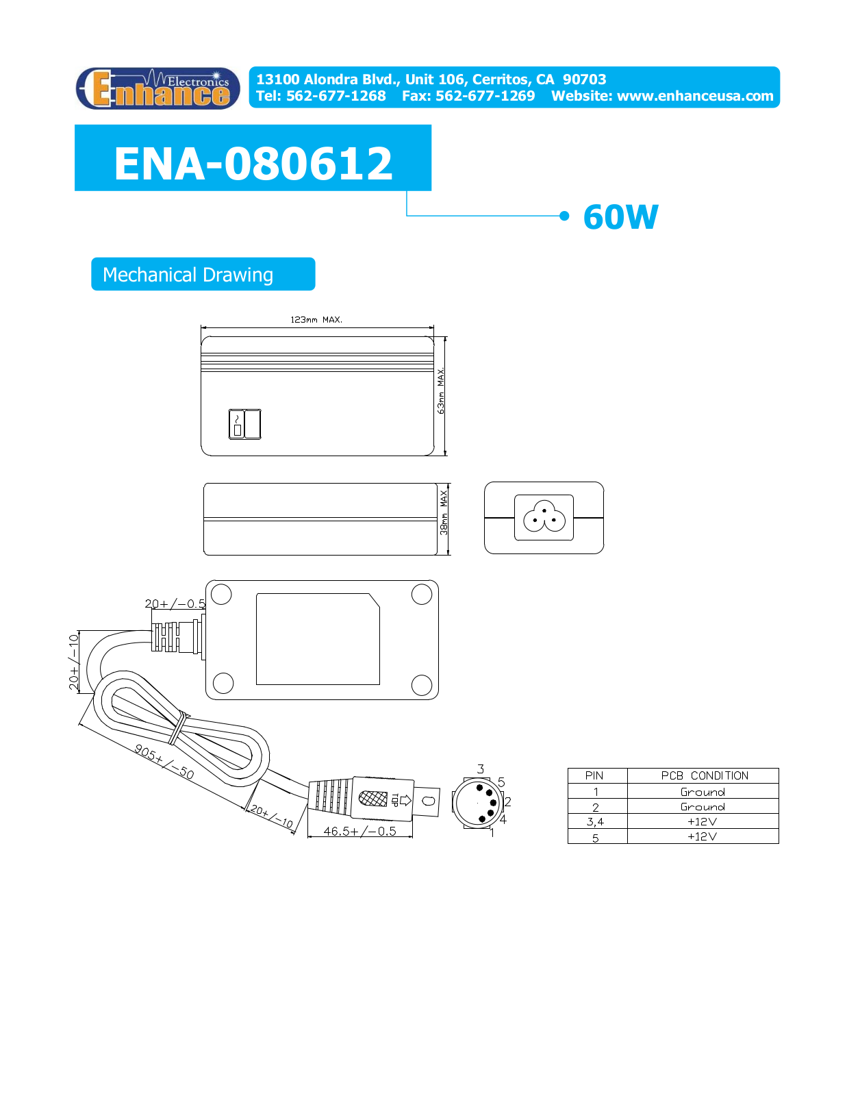 Enhance ENA-080612 MECHANICAL DRAWING