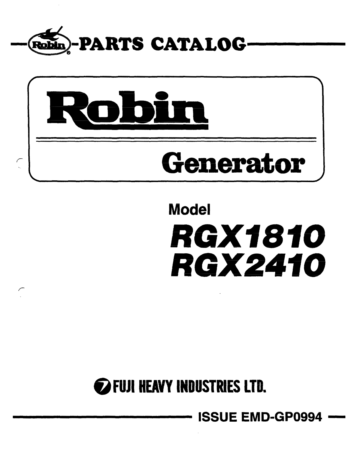 Subaru Robin Power Products RGX5510, RGX1810, RGXl810, RGX2410 User Manual - ManualMachine.com
