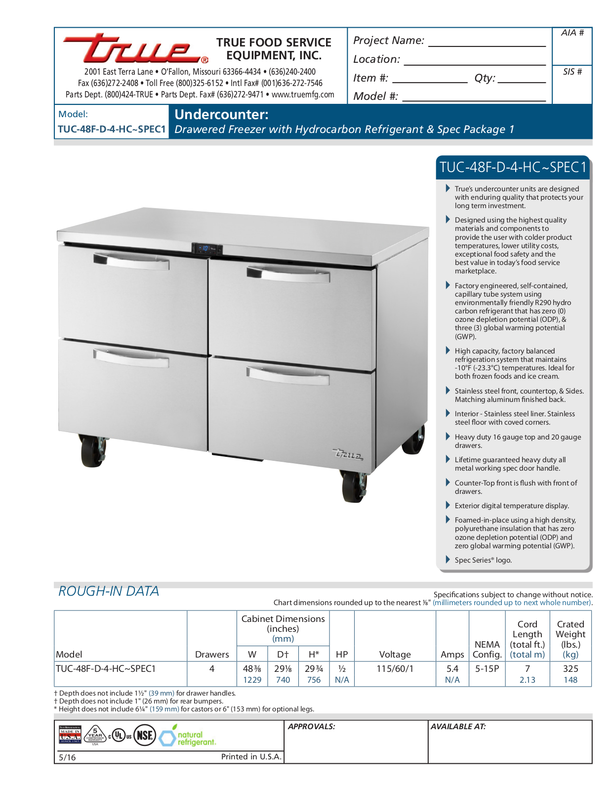 True Refrigeration TUC-48F-D-4-HC User Manual