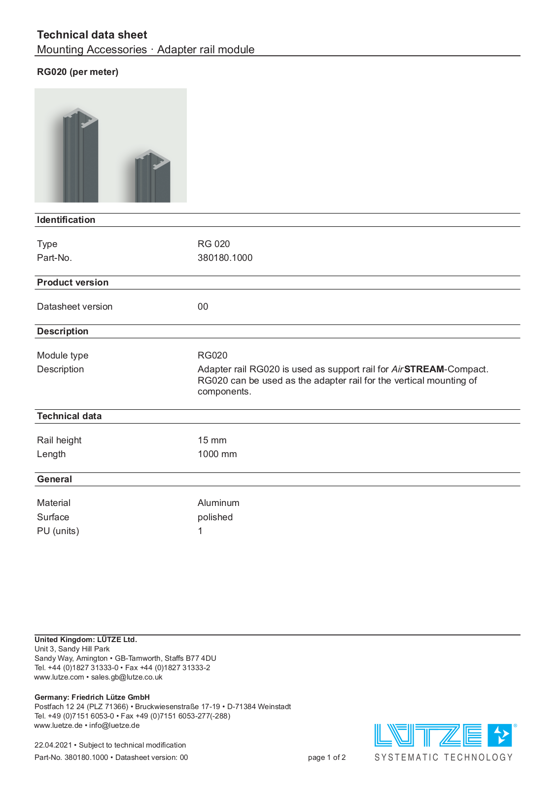 LUTZE 380180.1000 Specification - ManualMachine.com