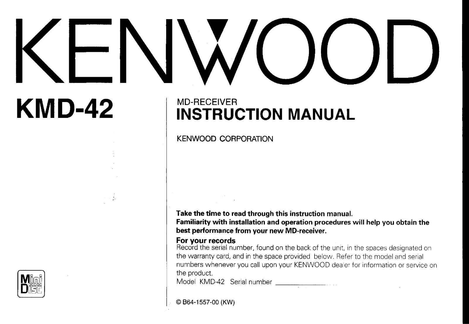 Kenwood KMD-42 Owners manual