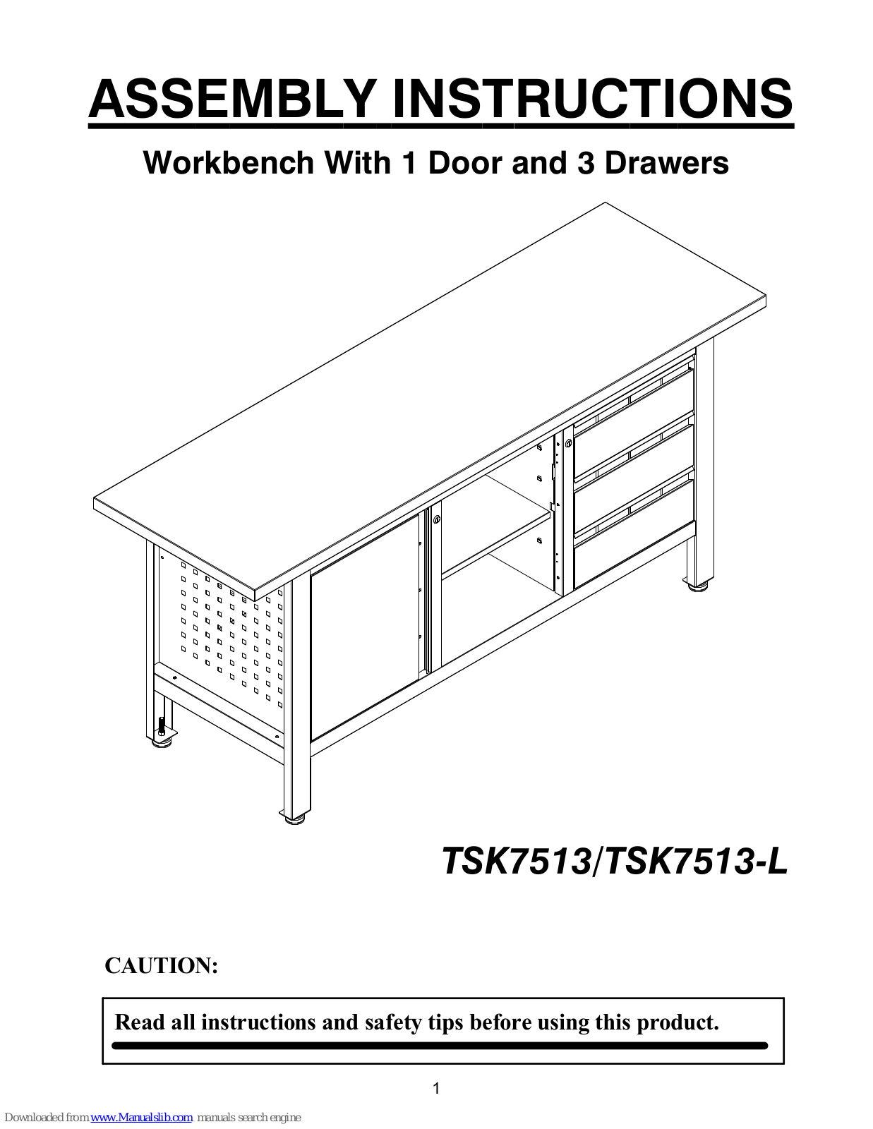 Torin BIG RED TSK7513, TSK7513-L Assembly Instructions Manual