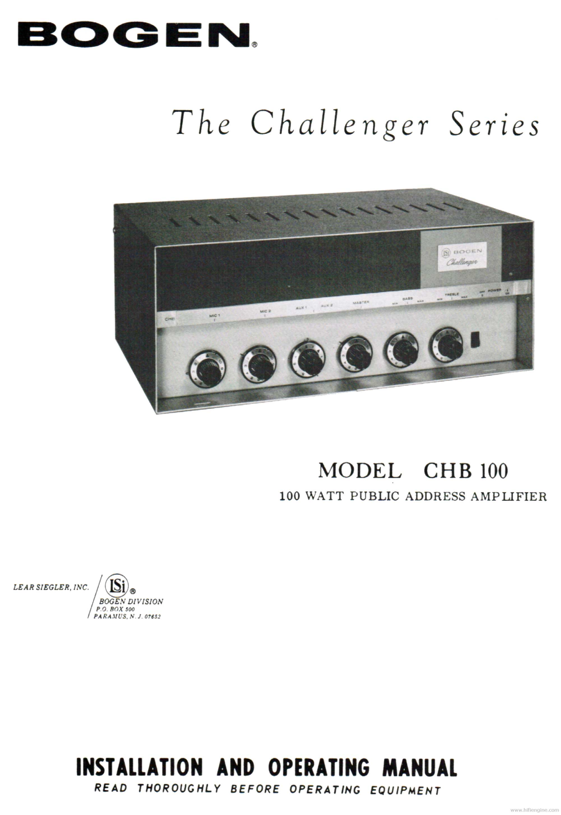 Bogen CHB100 Service Manual