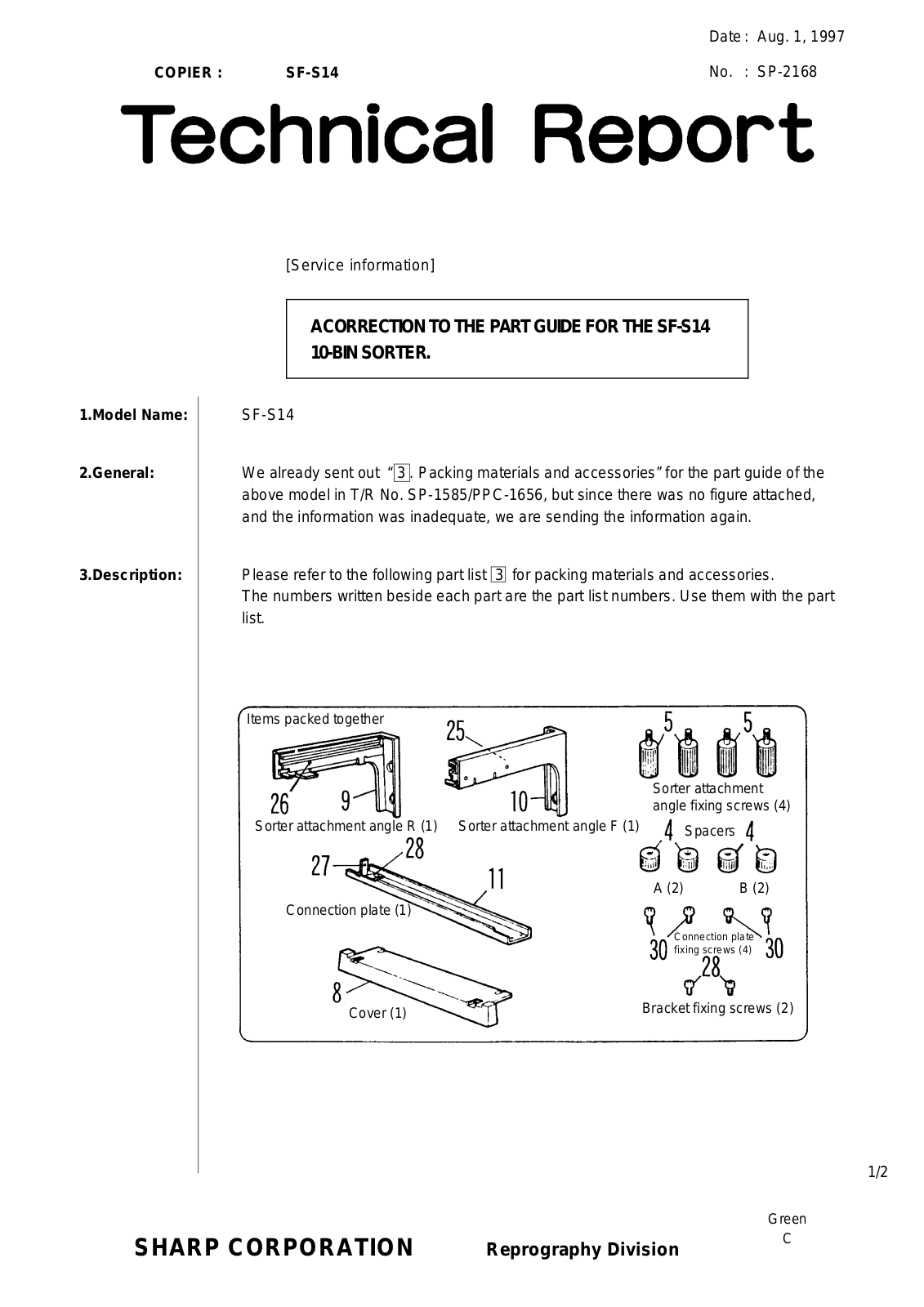 SHARP SP2168 Technical Report