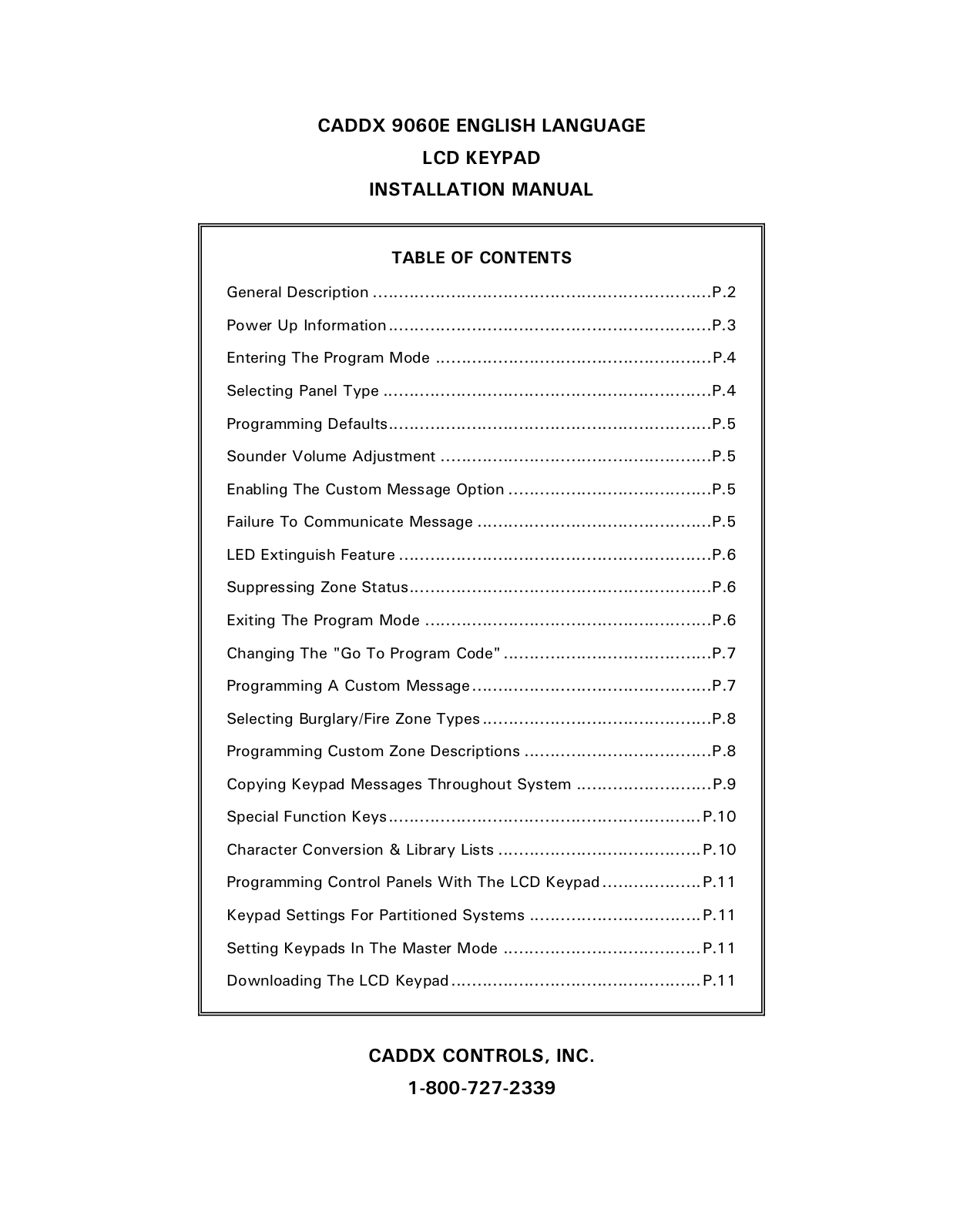 CADDX 9060E Installation Manual