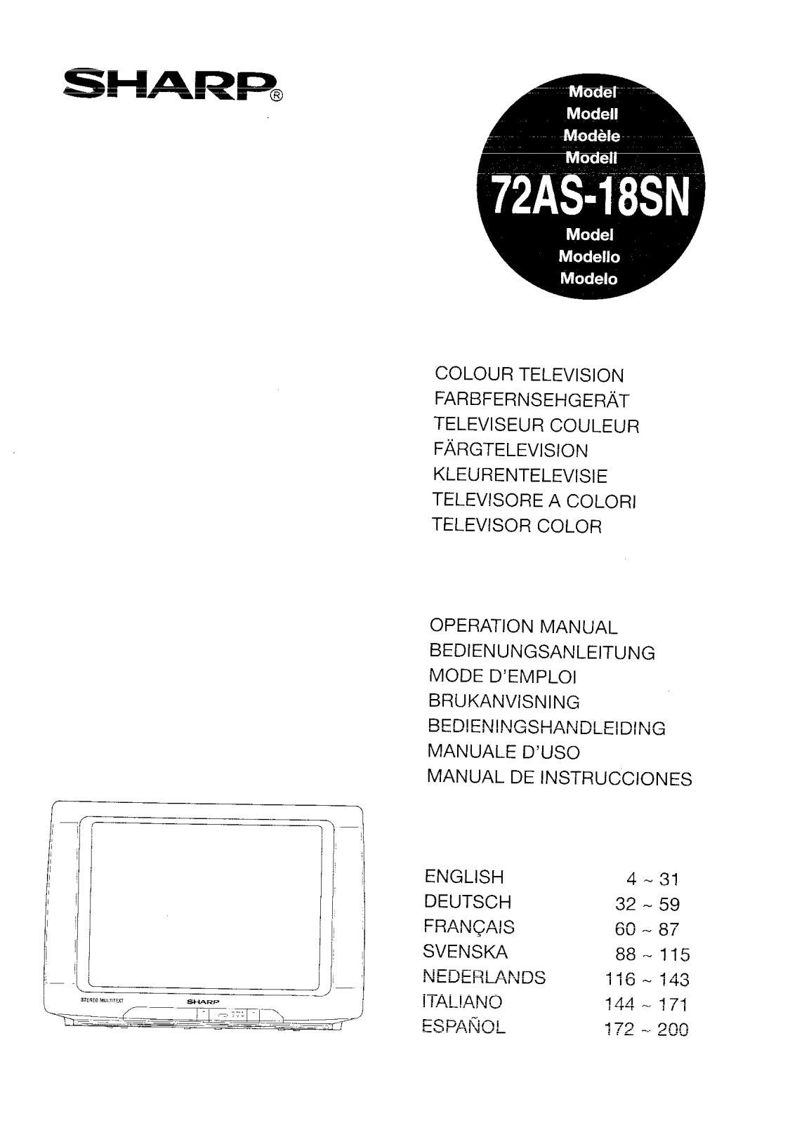 Sharp 72AS-18SN User Manual