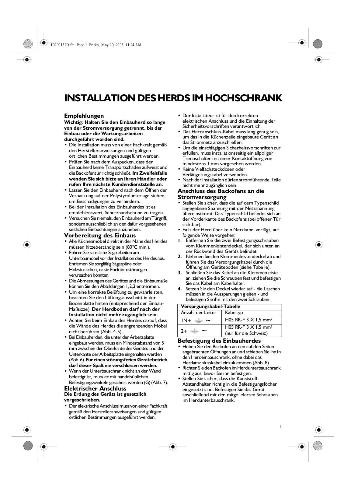 WHIRLPOOL AKZ 319/IX/02 Installation Instructions