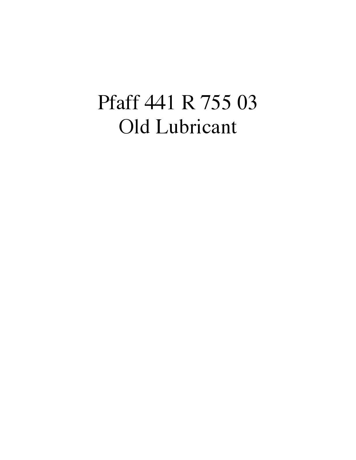 PFAFF 441 R 755 03 Parts List