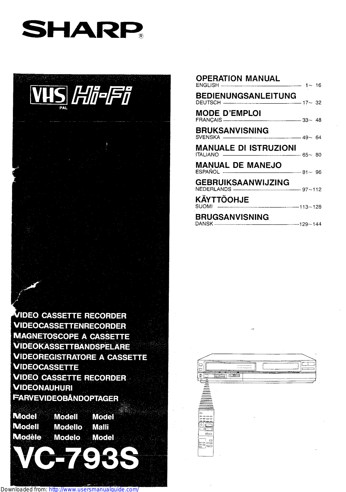 SHARP VC-793S User Manual