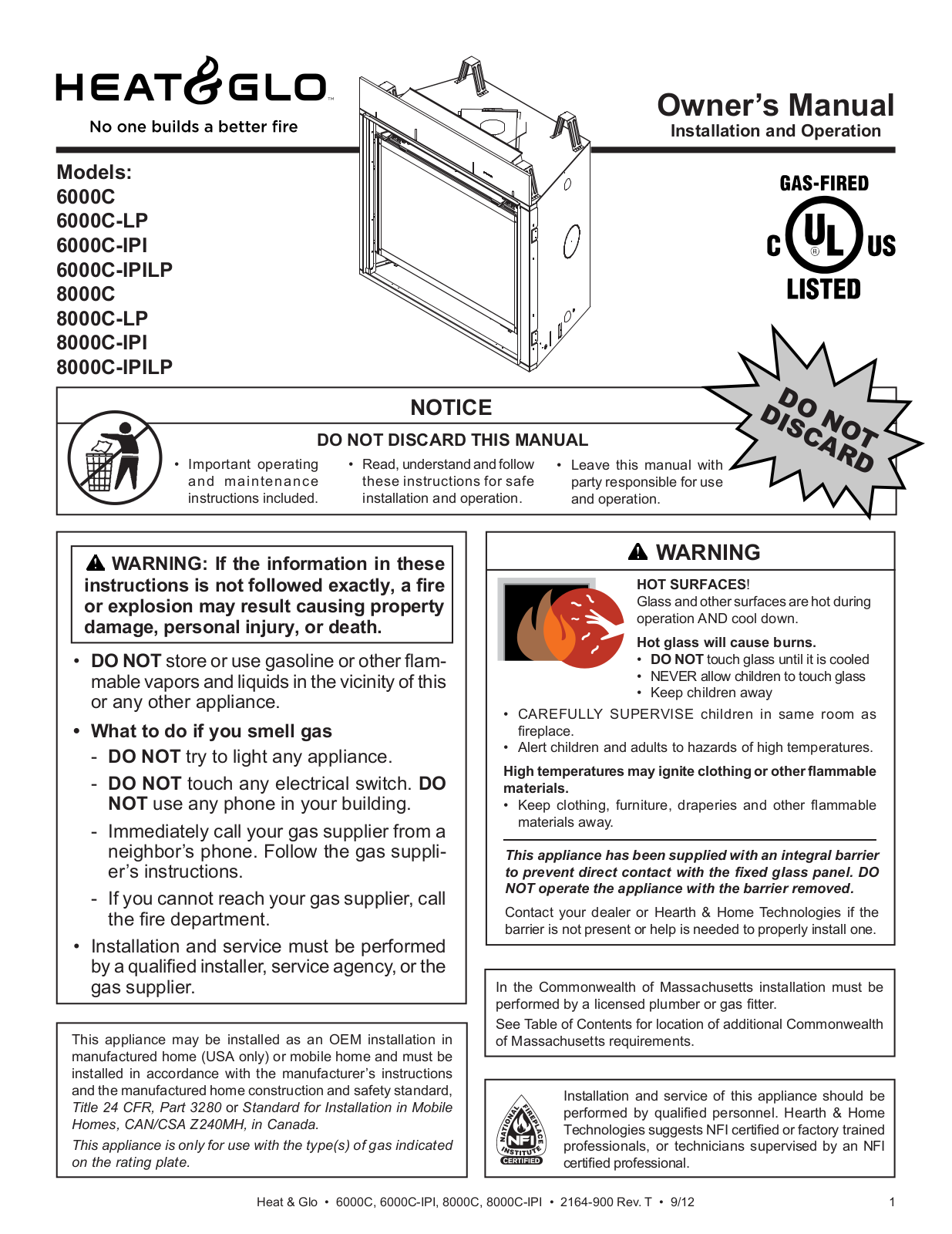 Heat & Glo LifeStyle 6000C User Manual