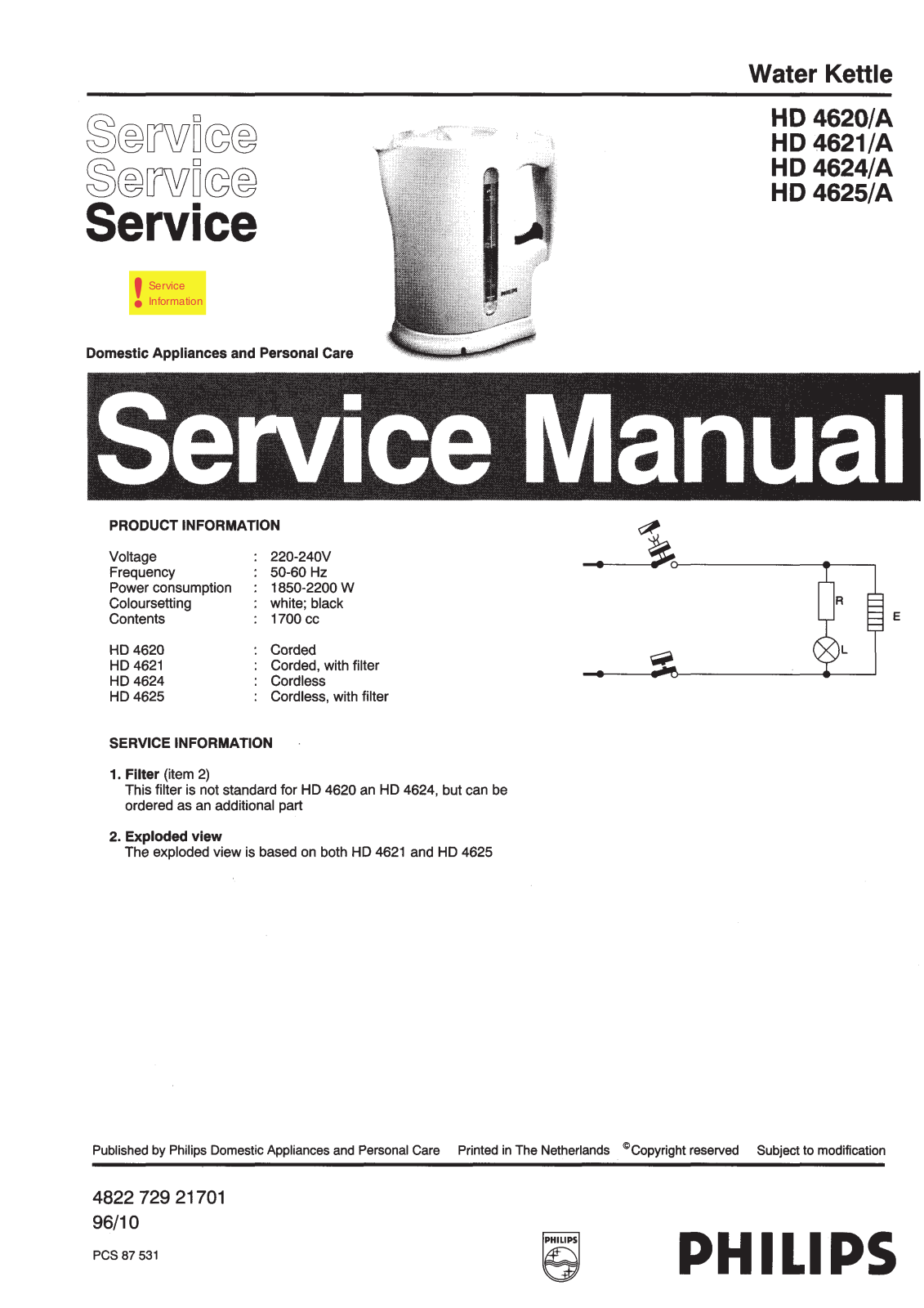 Philips HD4620A Service Manual