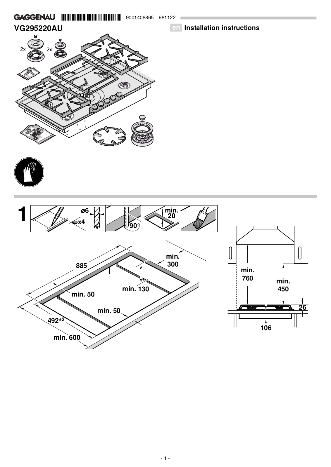 Gaggenau VG295220AU Installation Guide