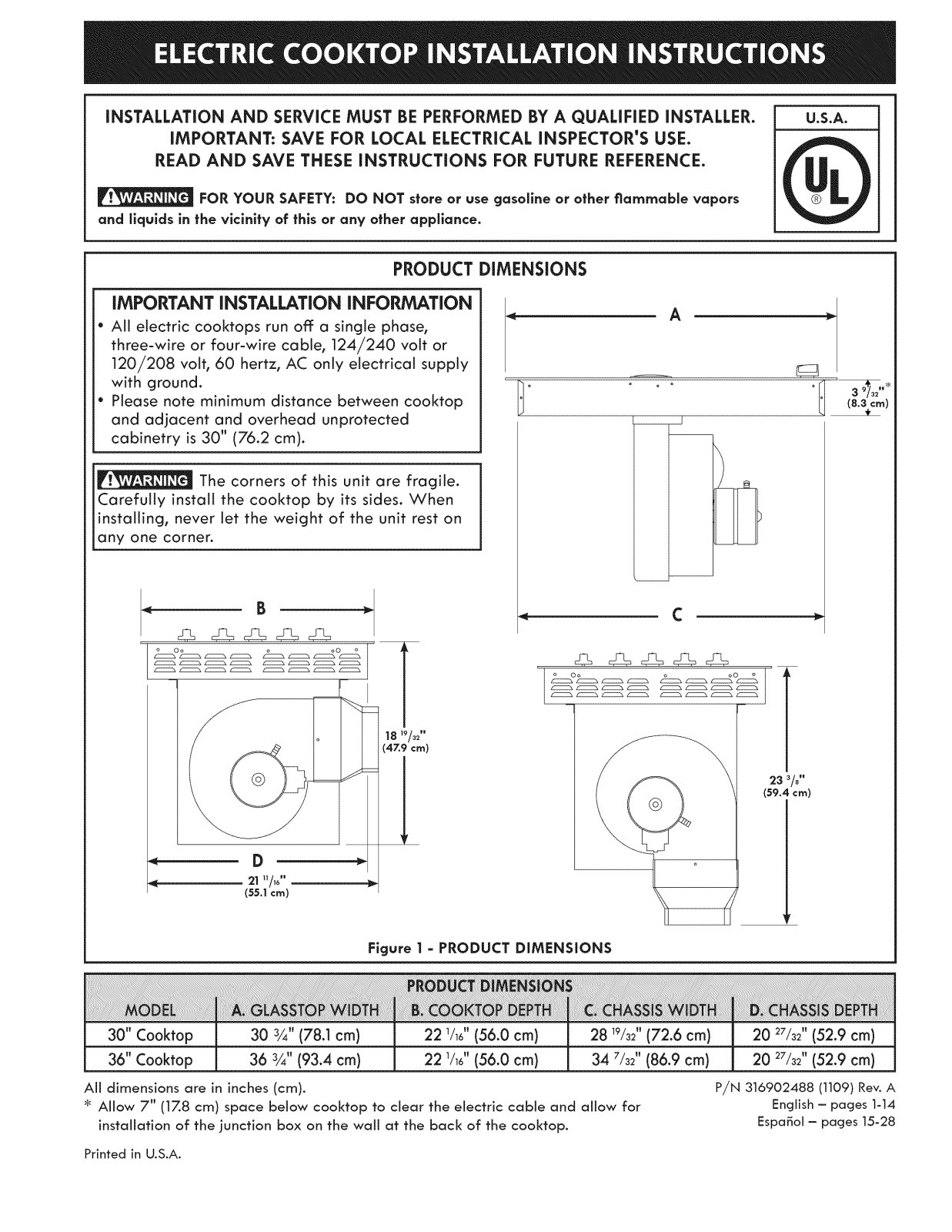 Universal/Multiflex (Frigidaire) 79044129110, 79044119110, 79044123110, RC30DE60PBC, 79044113110 Installation Guide