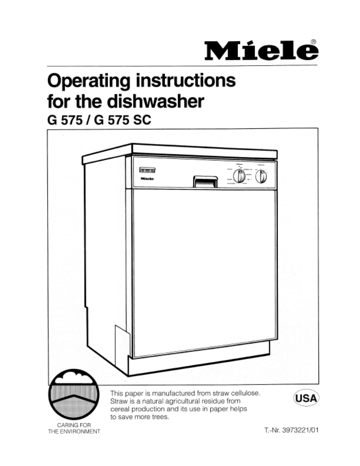 Miele G 575 Operating instructions