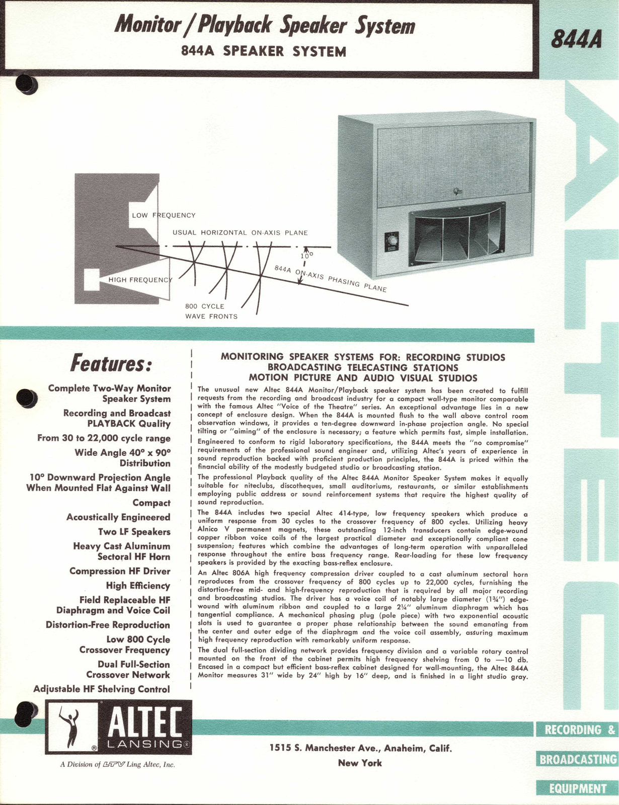 Altec lansing 844A User Manual