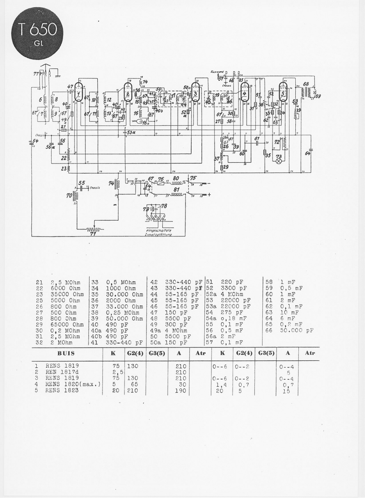 Telefunken 650-GL Schematic