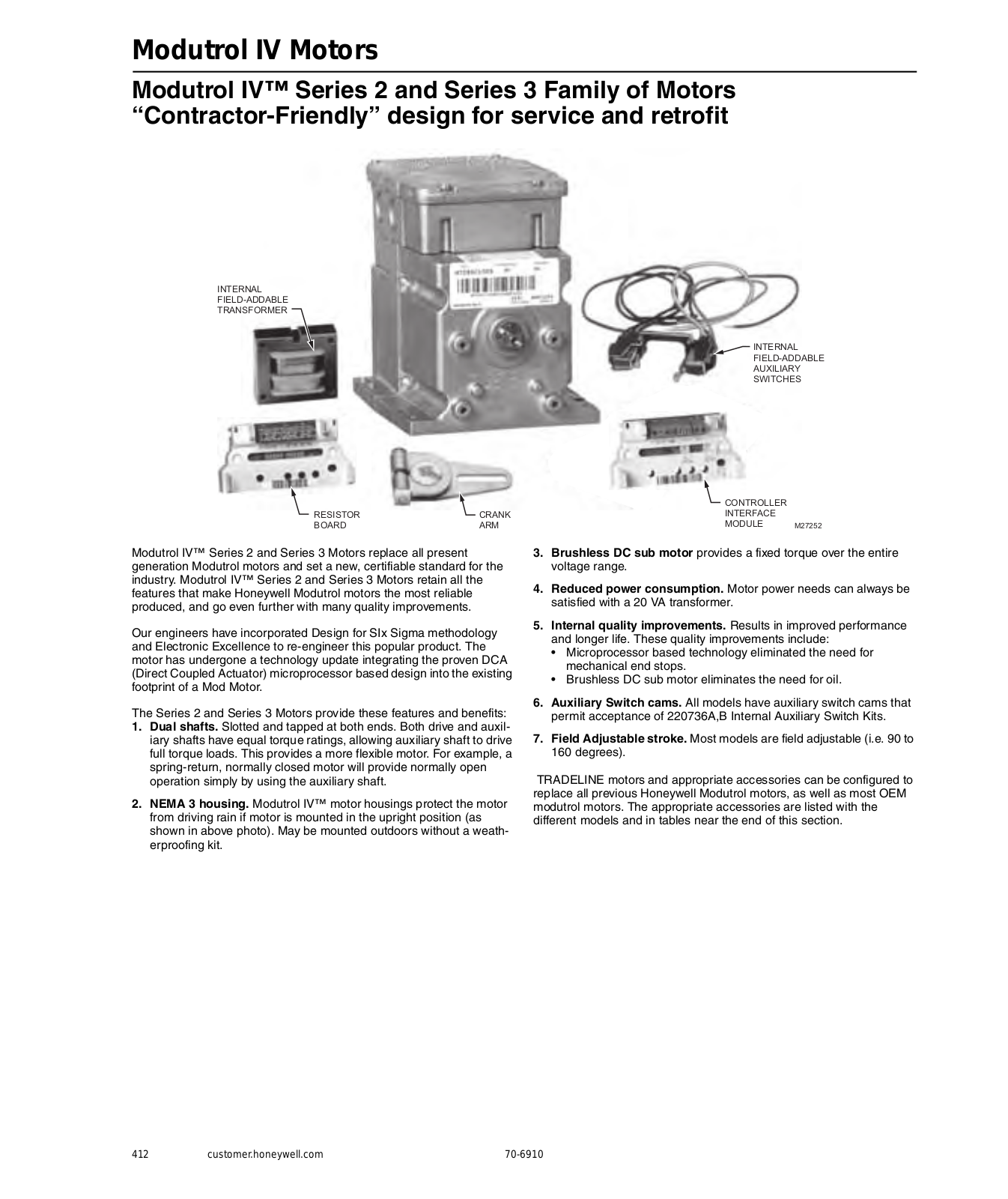 Honeywell Modutrol IV Motors Data Sheet