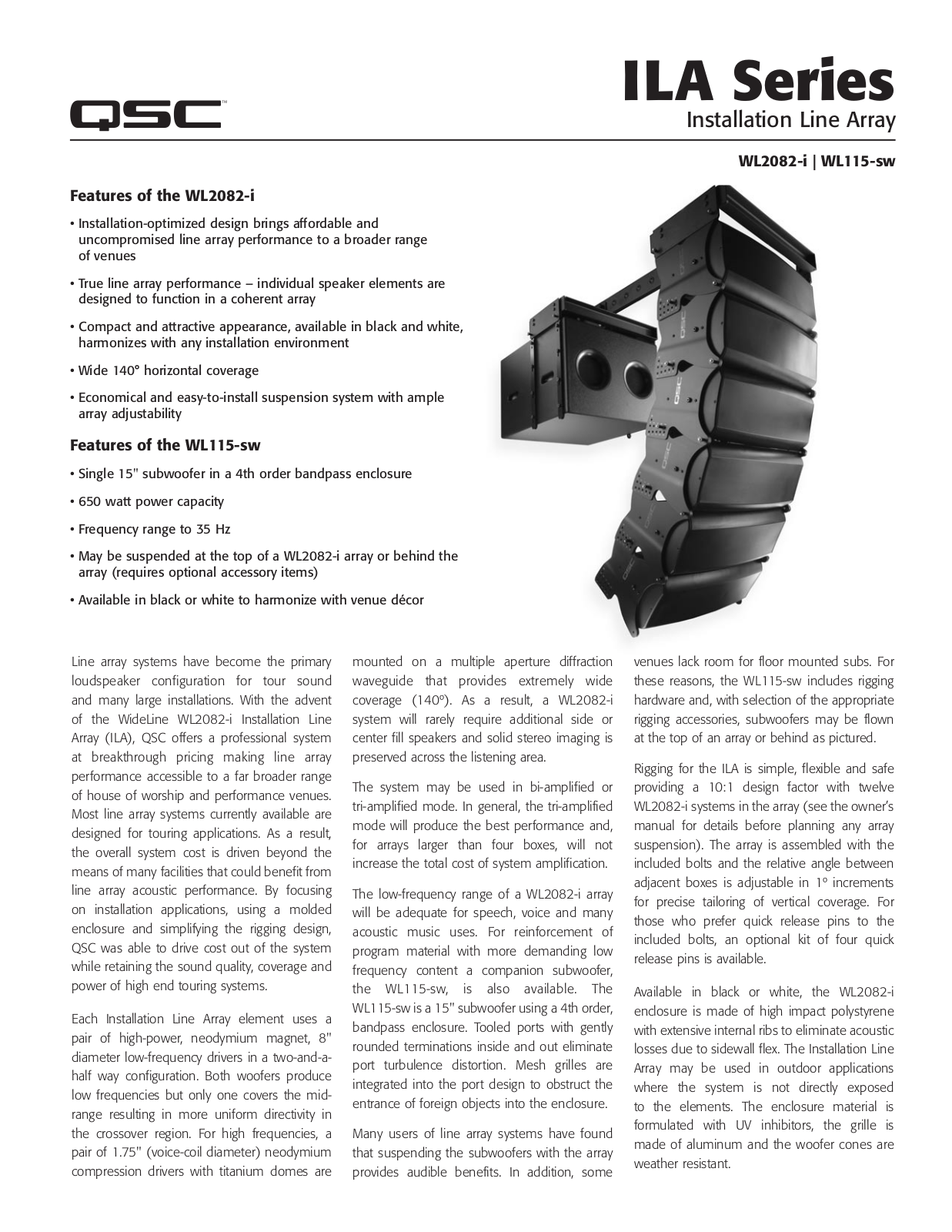 Qsc audio WL2082-I, WL115-SW User Manual