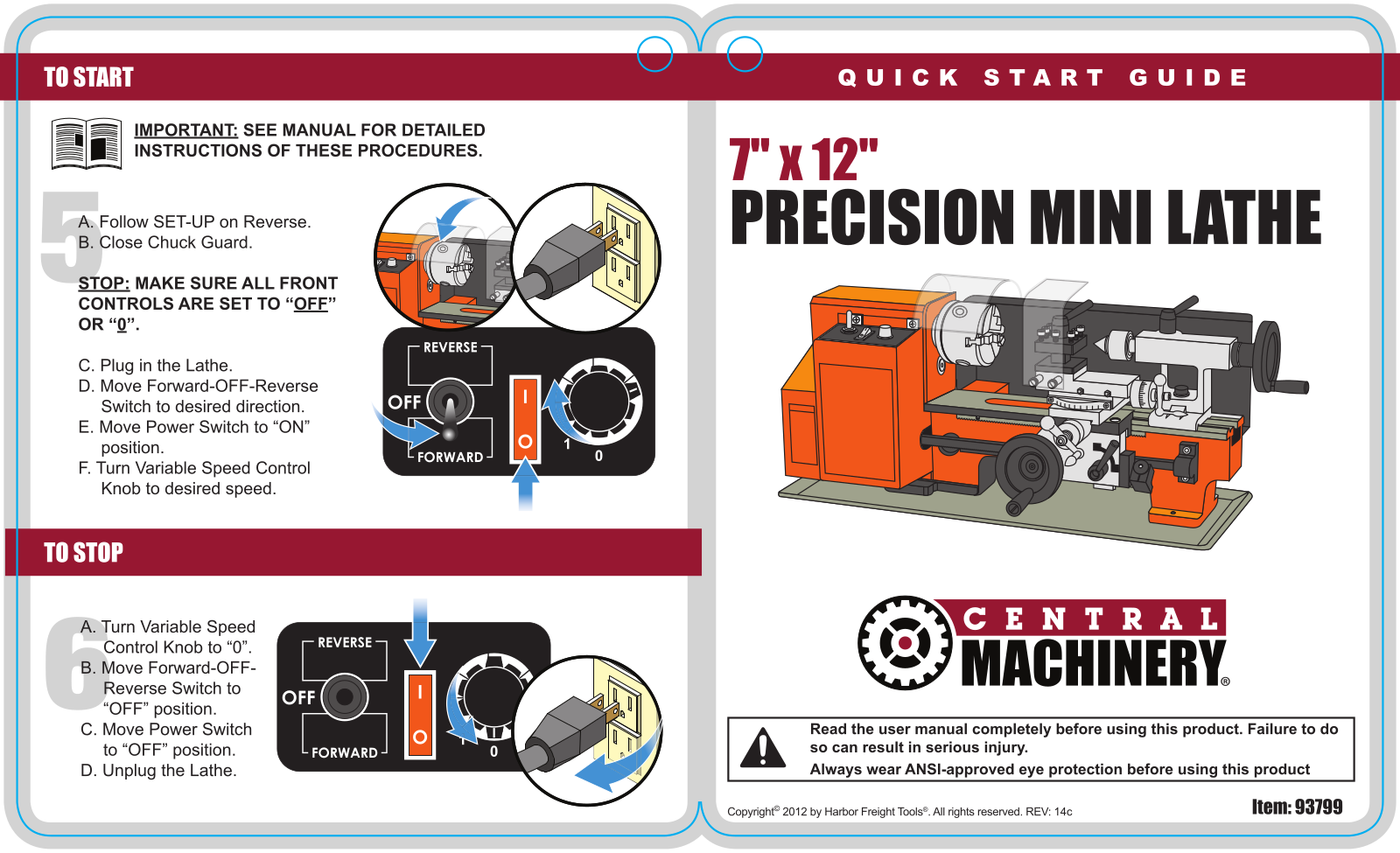 Harbor Freight Tools 93799 Quick Start Guide