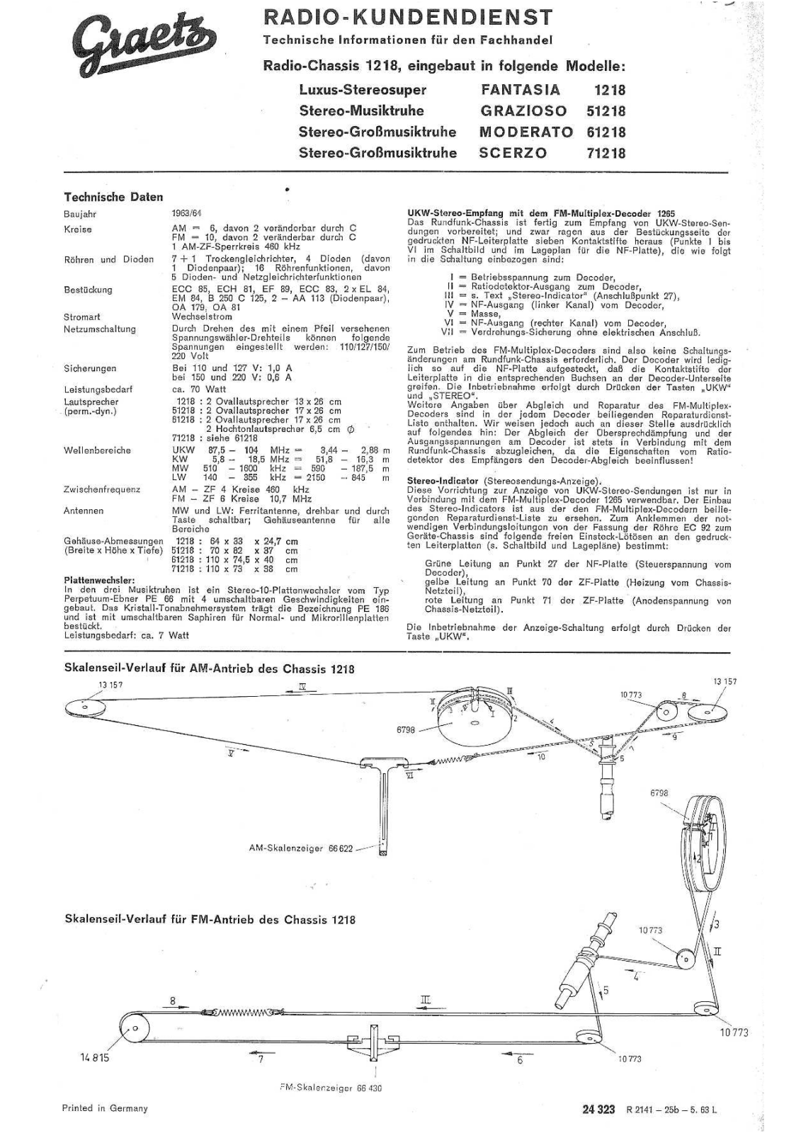 Graetz 1218 tuning cord schematic