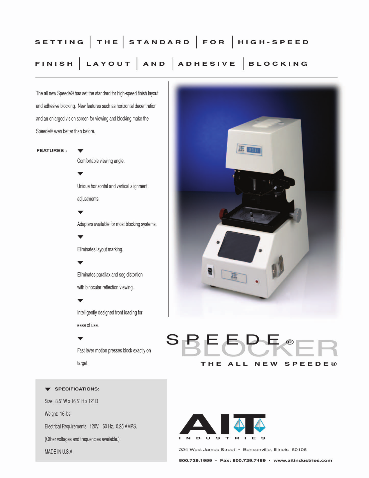 AIT Industries Speede Blocker User manual