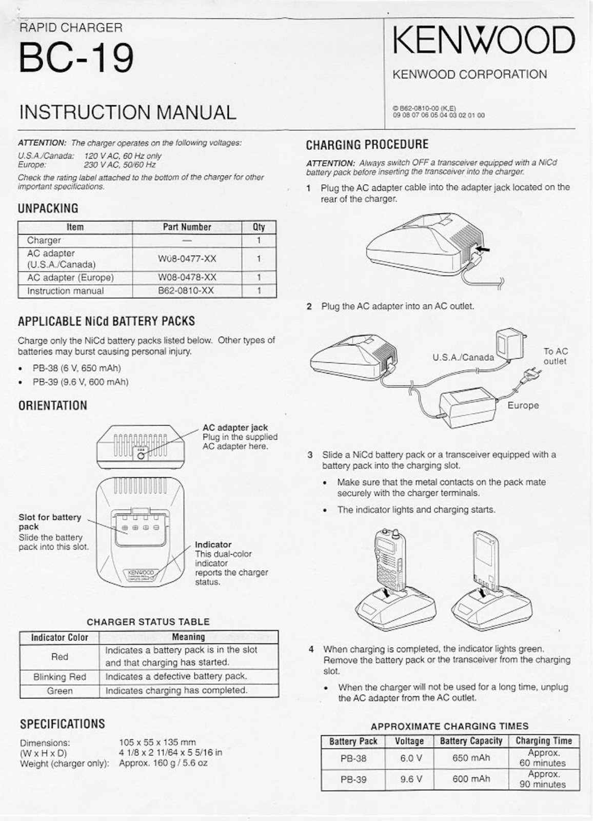 Kenwood BC-19 User Manual