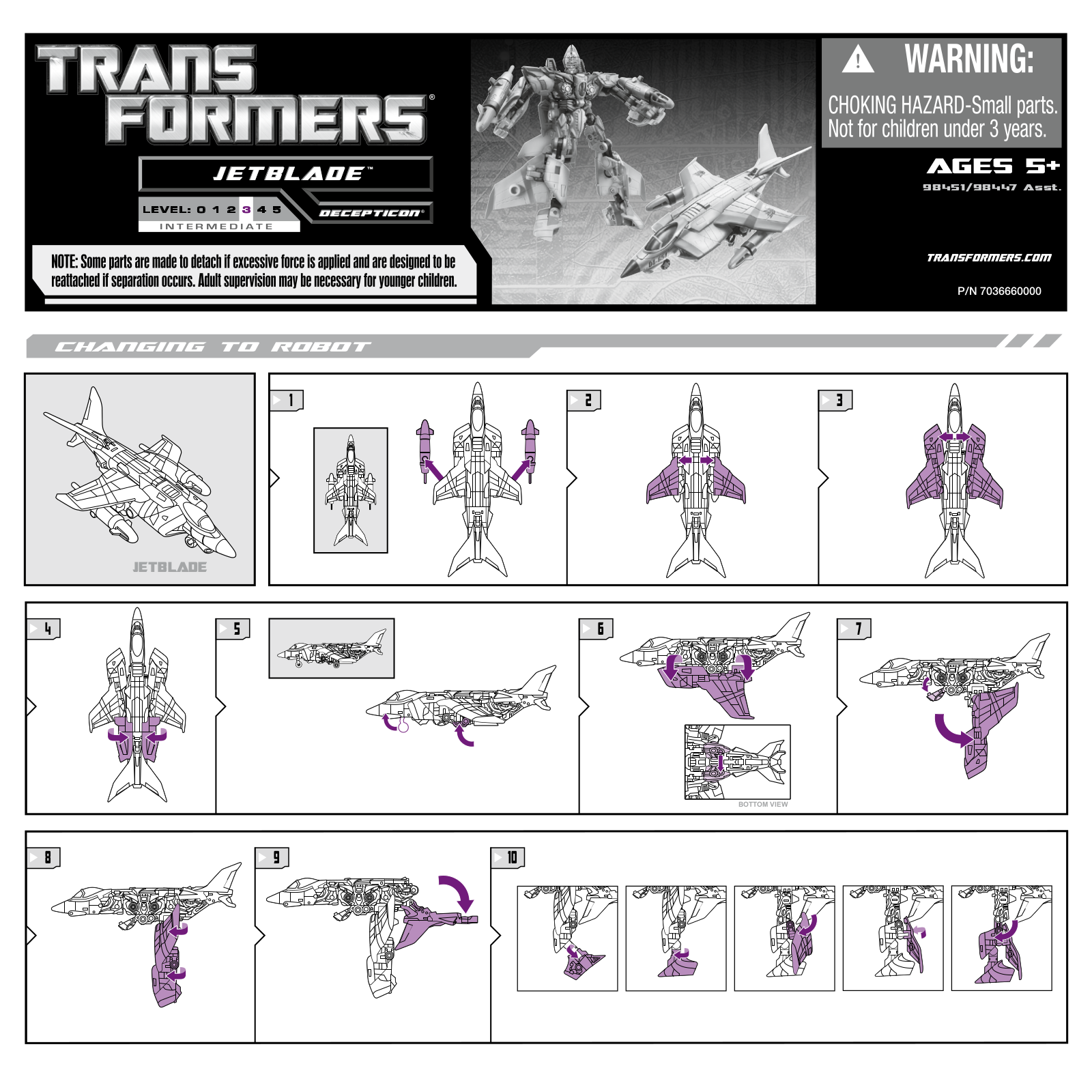 HASBRO Transformers Jetblade Decepticon User Manual