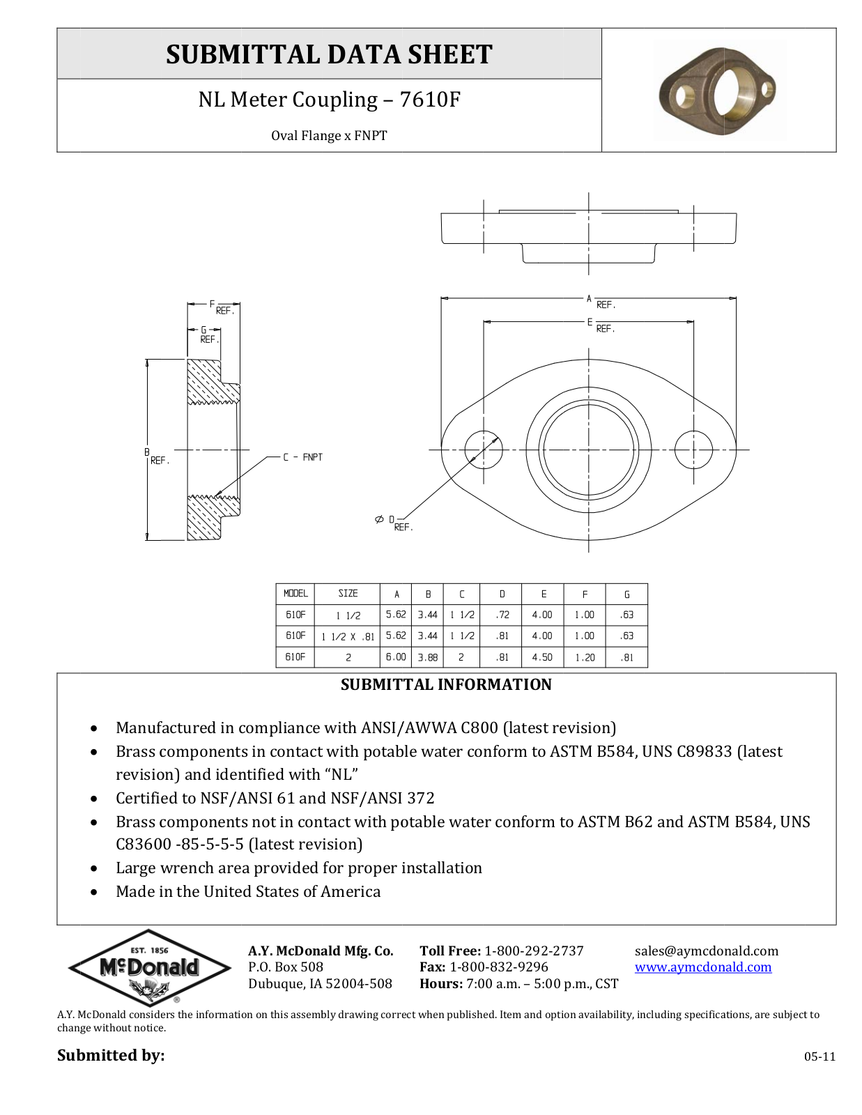 A.Y. McDonald 7610F User Manual